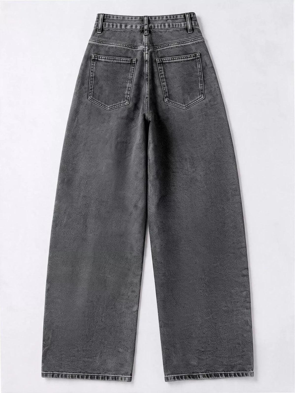 Decorative Button Wide Leg Jeans