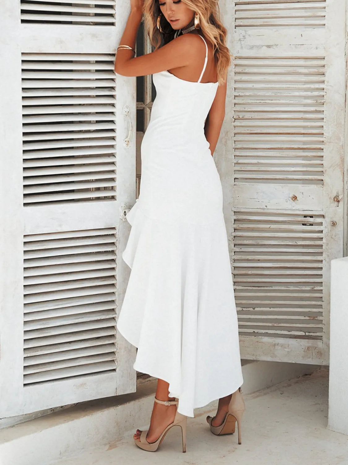 High-Low Ruffled Hem Cami Dress