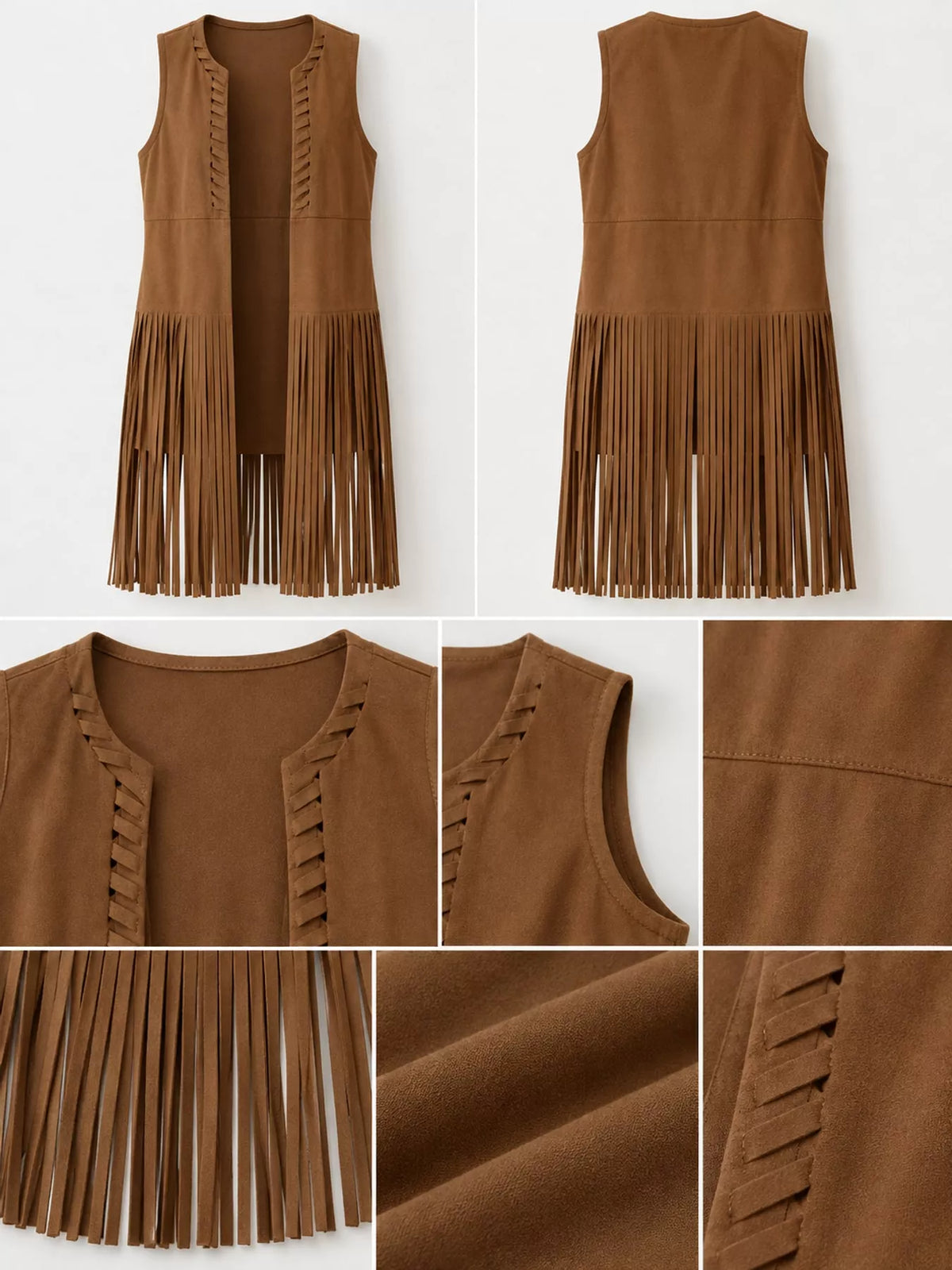 Fringed Sleeveless Vest Coat