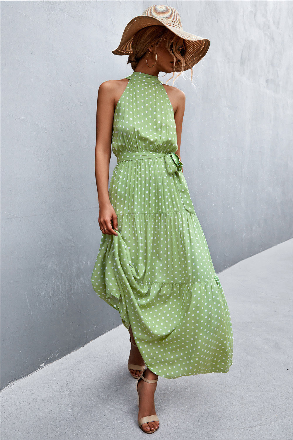 Printed Sleeveless Tie Waist Maxi Dress in Rose Floral in Rose/Floral