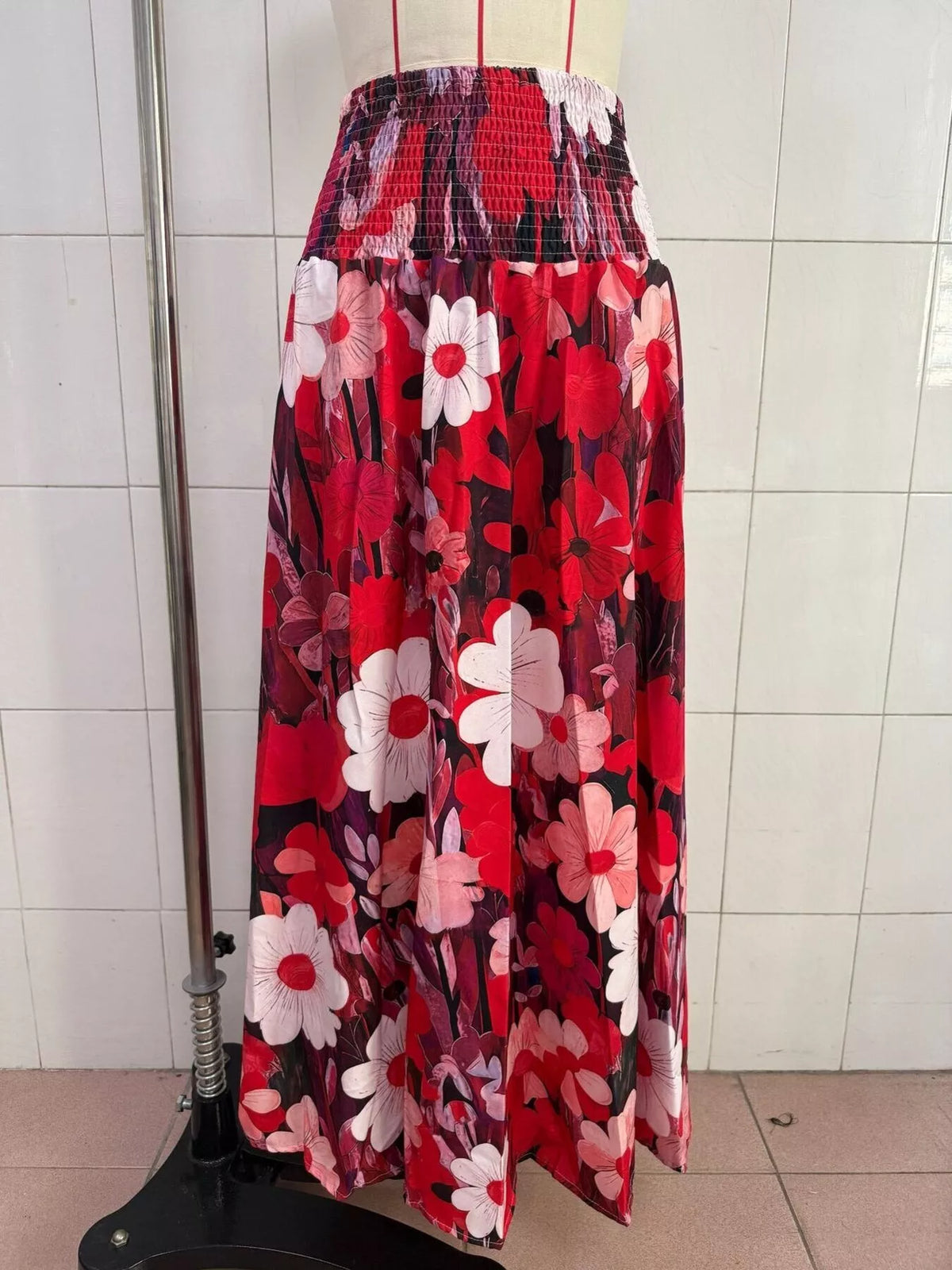 Floral Tiered High-Waisted Maxi Skirt