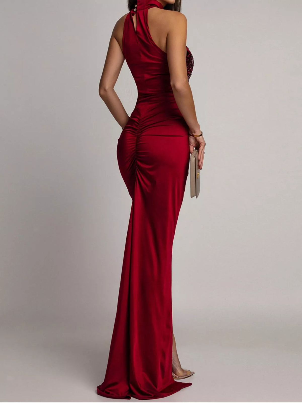 Sequin High Slit Maxi Dress
