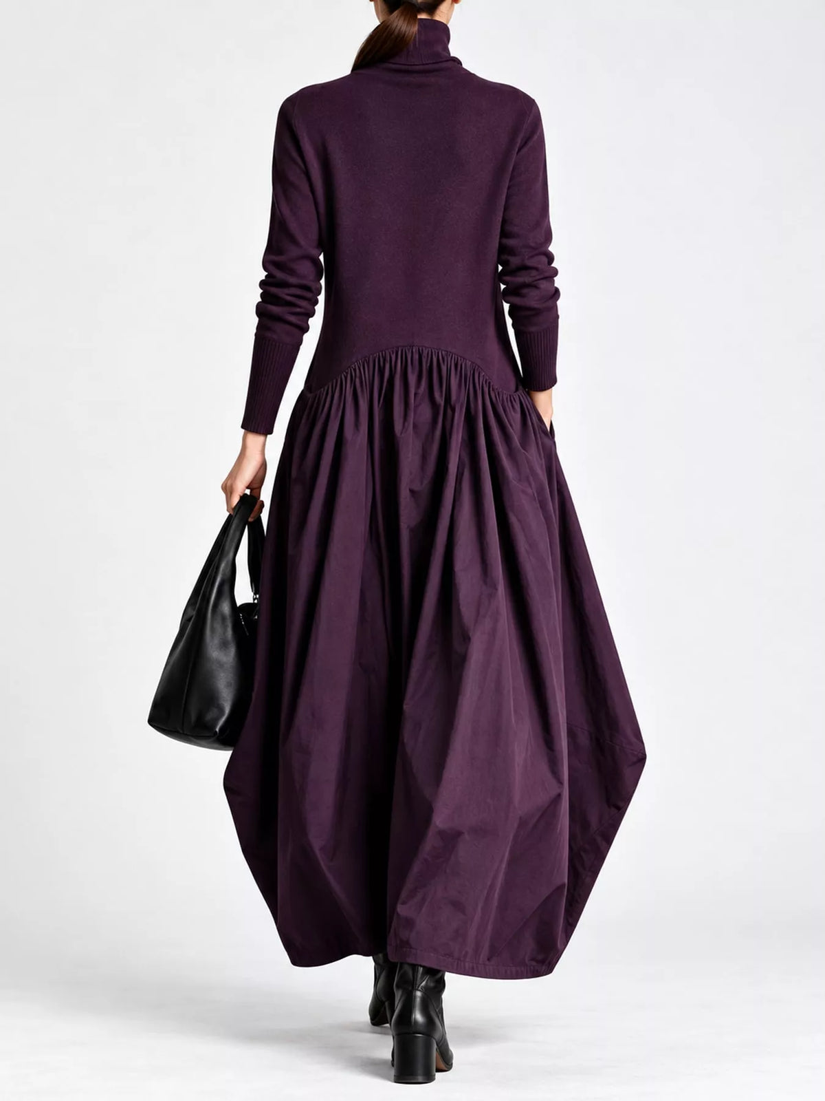 Turtleneck Long-Sleeve Maxi Dress