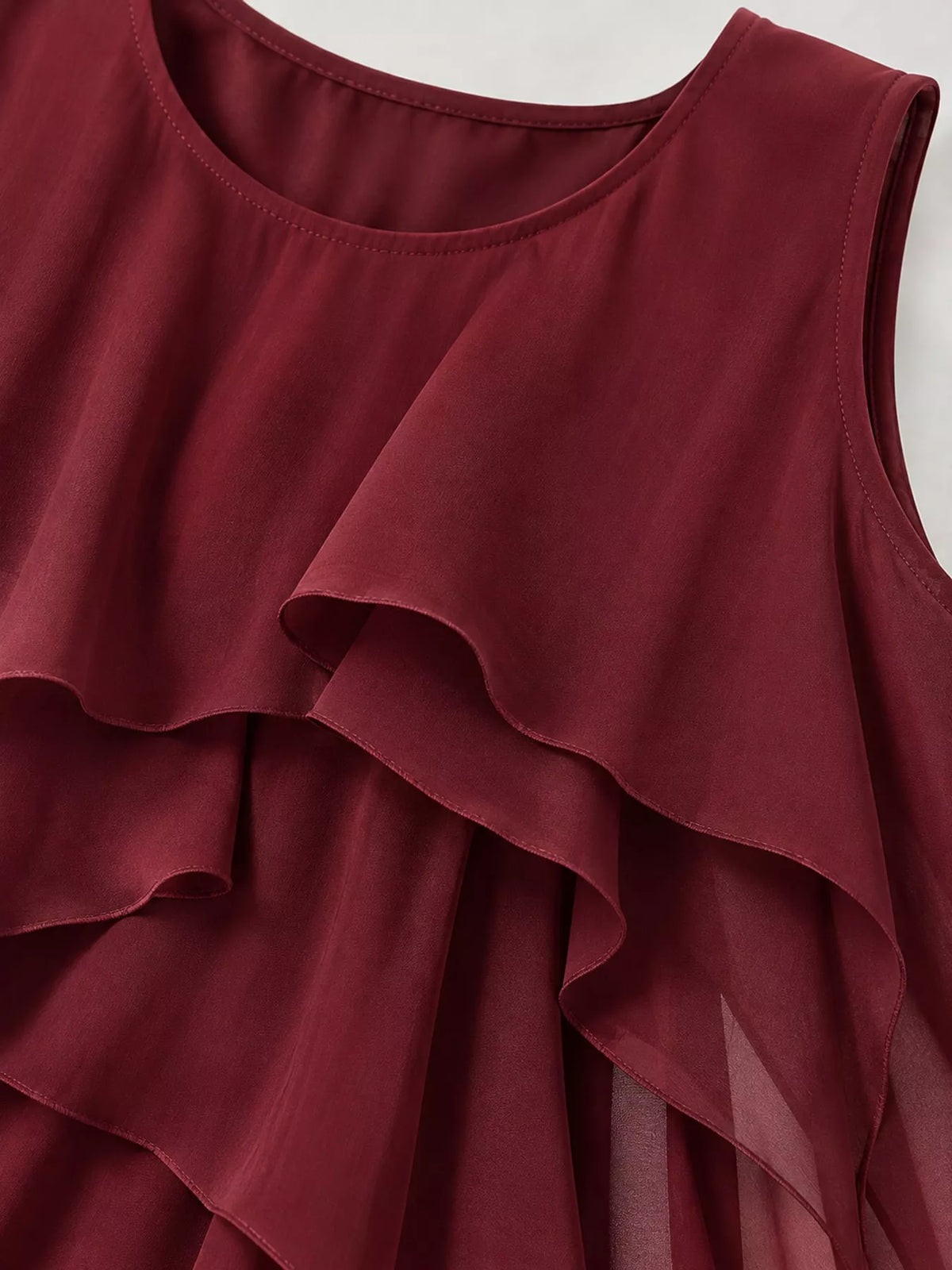 Ruffled Round-Neck Sleeveless Maxi Dress