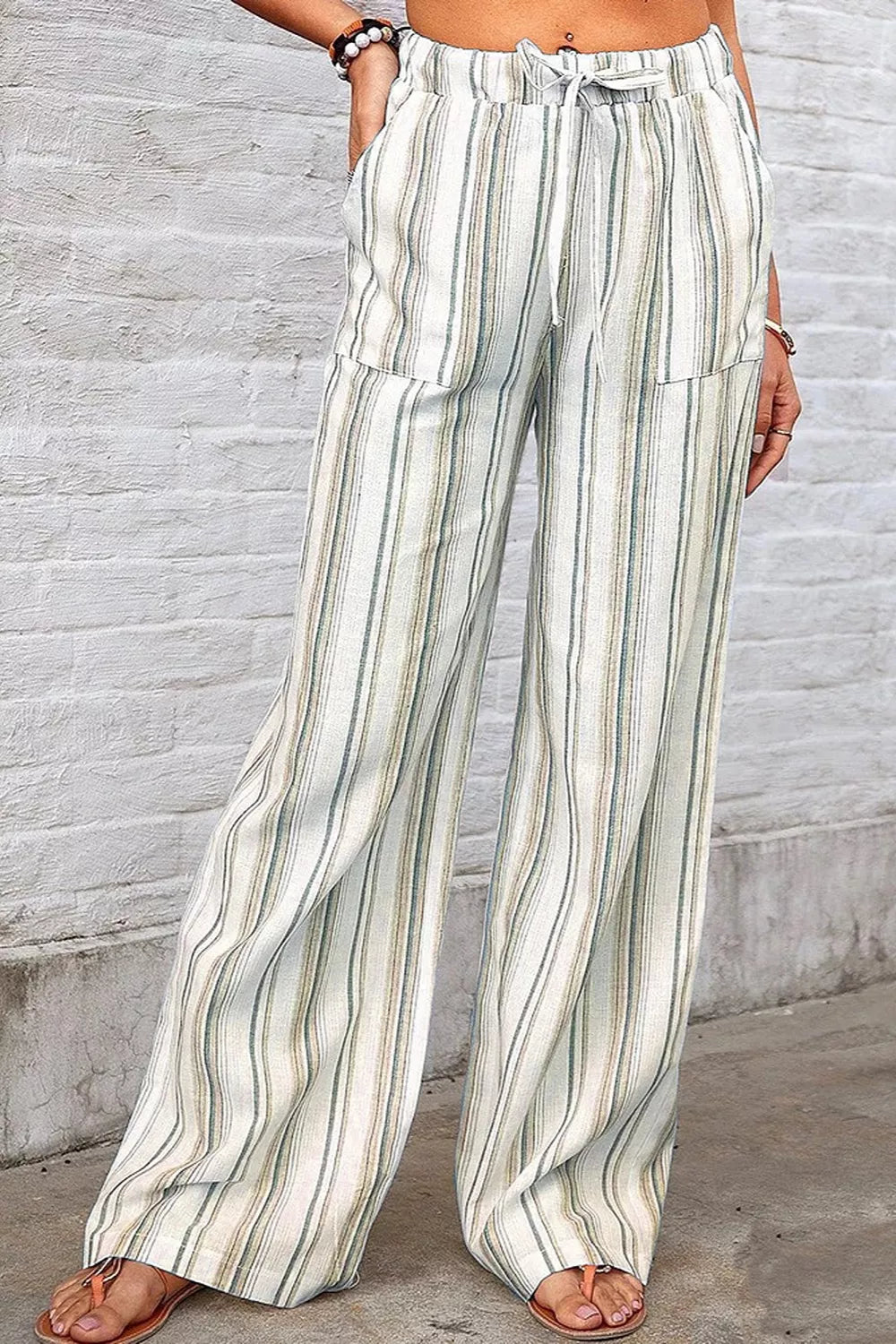 Plus Size Striped Wide-Leg Pants