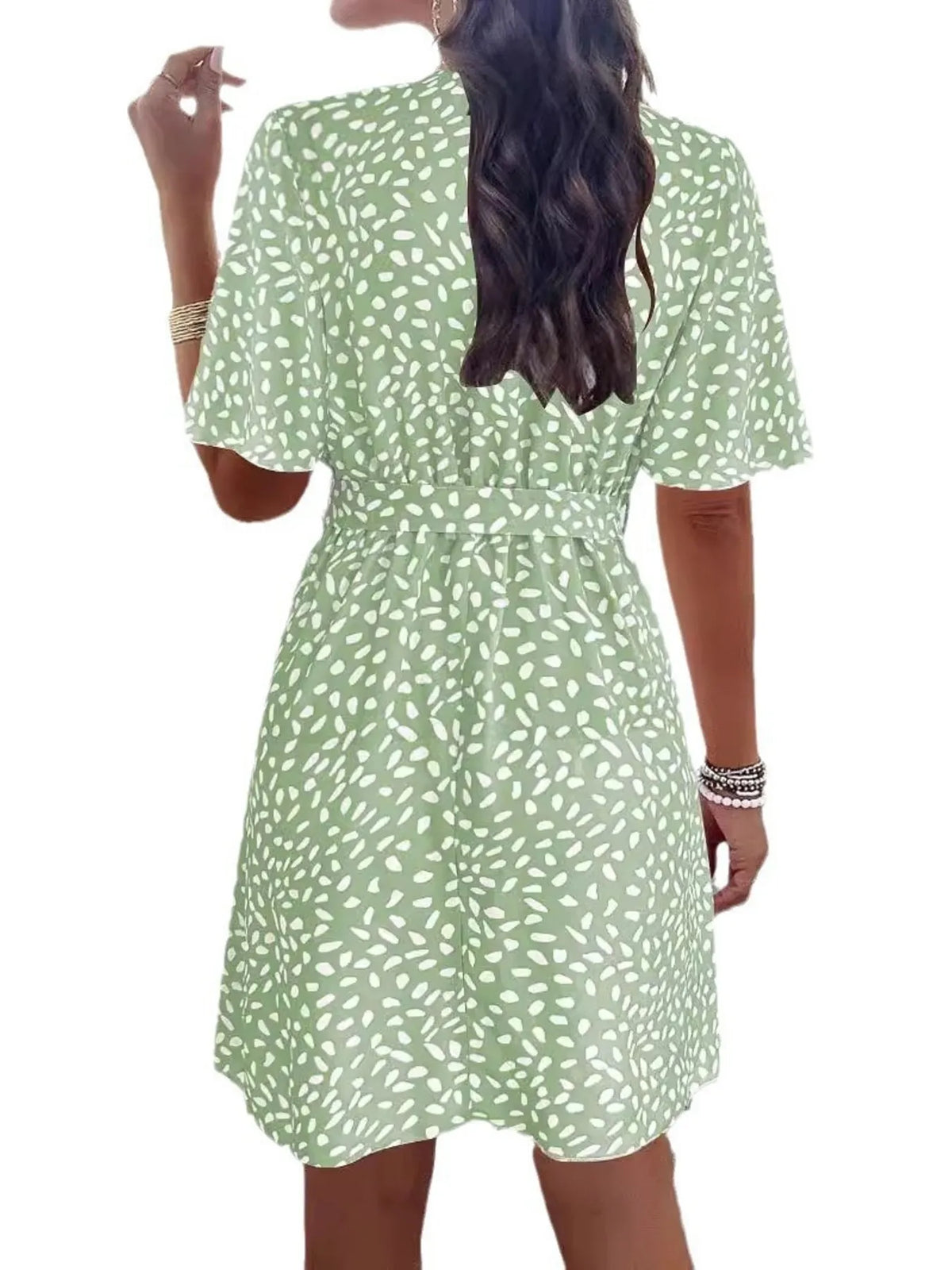 Printed Surplice Tie-Waist Dress