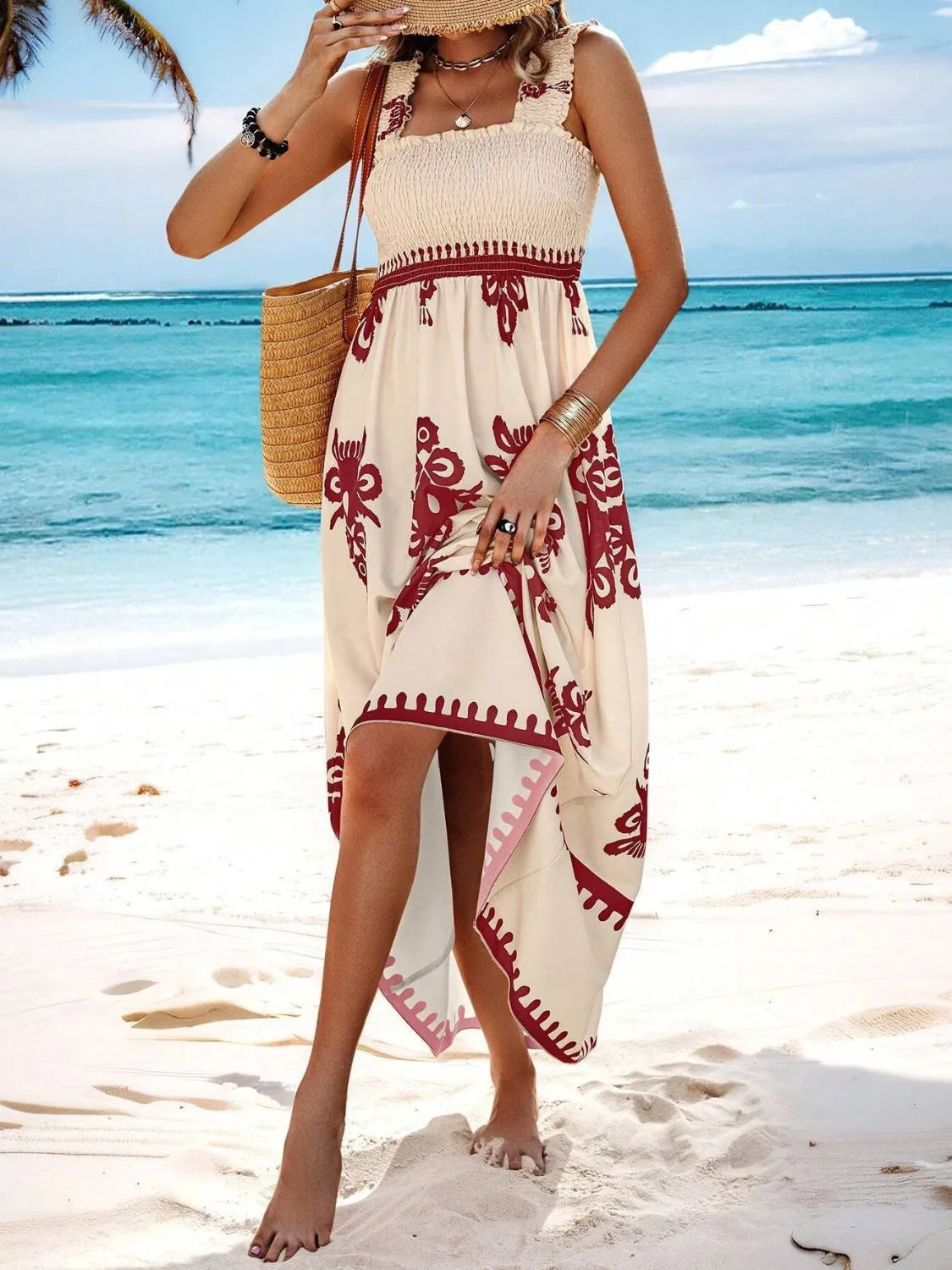 Smocked Wide Strap Maxi Dress