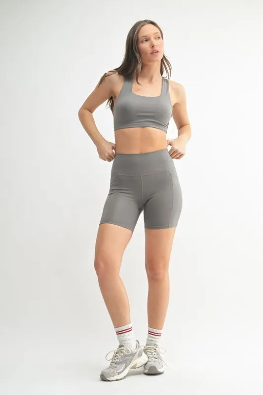 MONO B Venice Cloud Light Sculpt Biker Shorts in Pewter Gray in New pewter