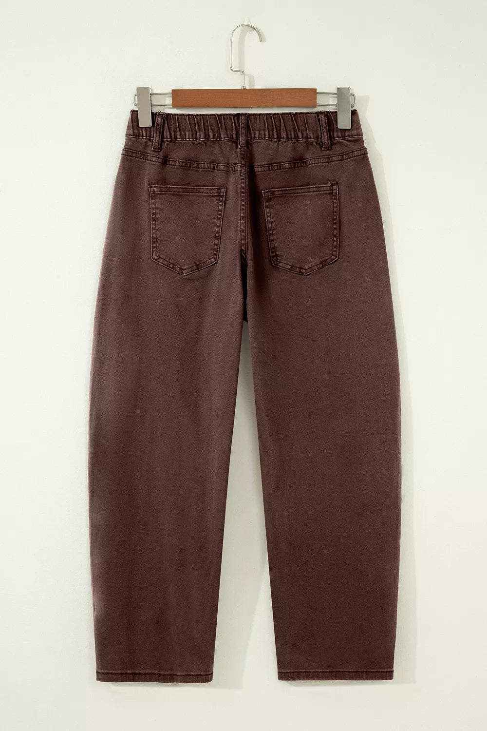 Square Patch Pocket Barrel Jeans in Coffee Brown