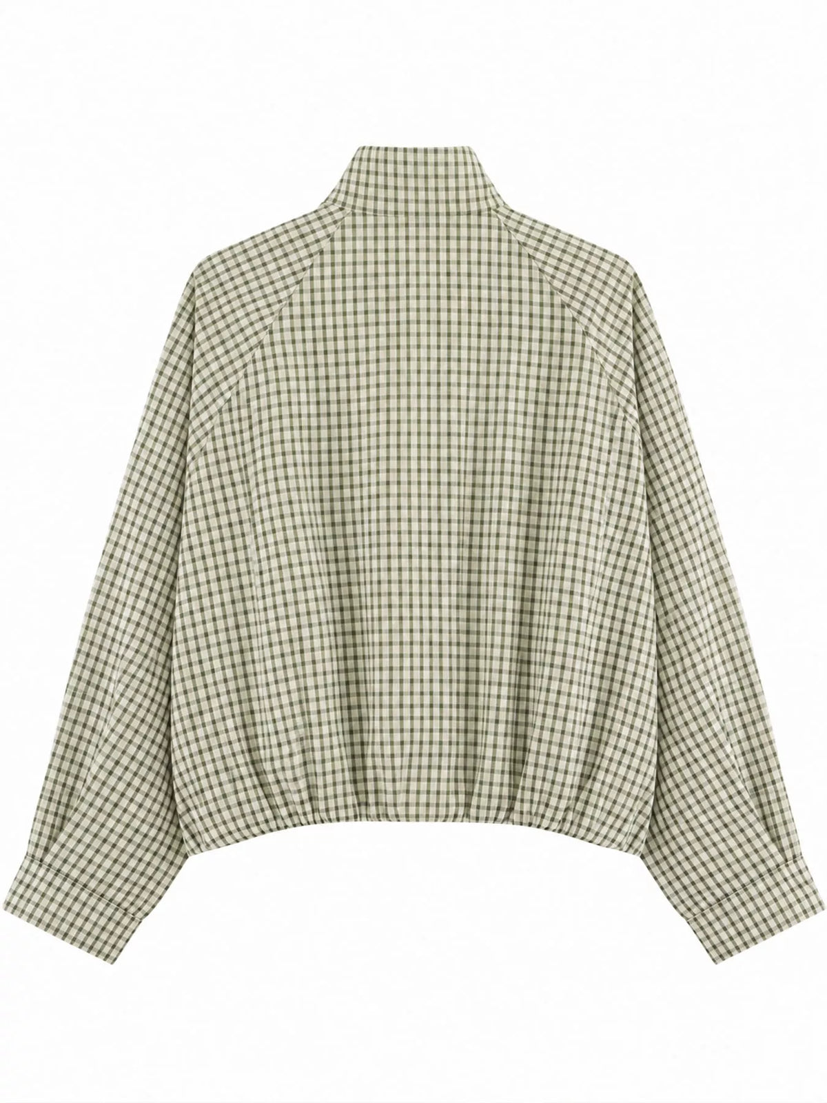 Plaid Stand-Collar Cropped Jacket
