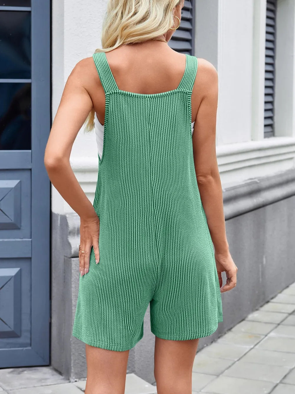 Knotted Strap Scoop Neck Overalls