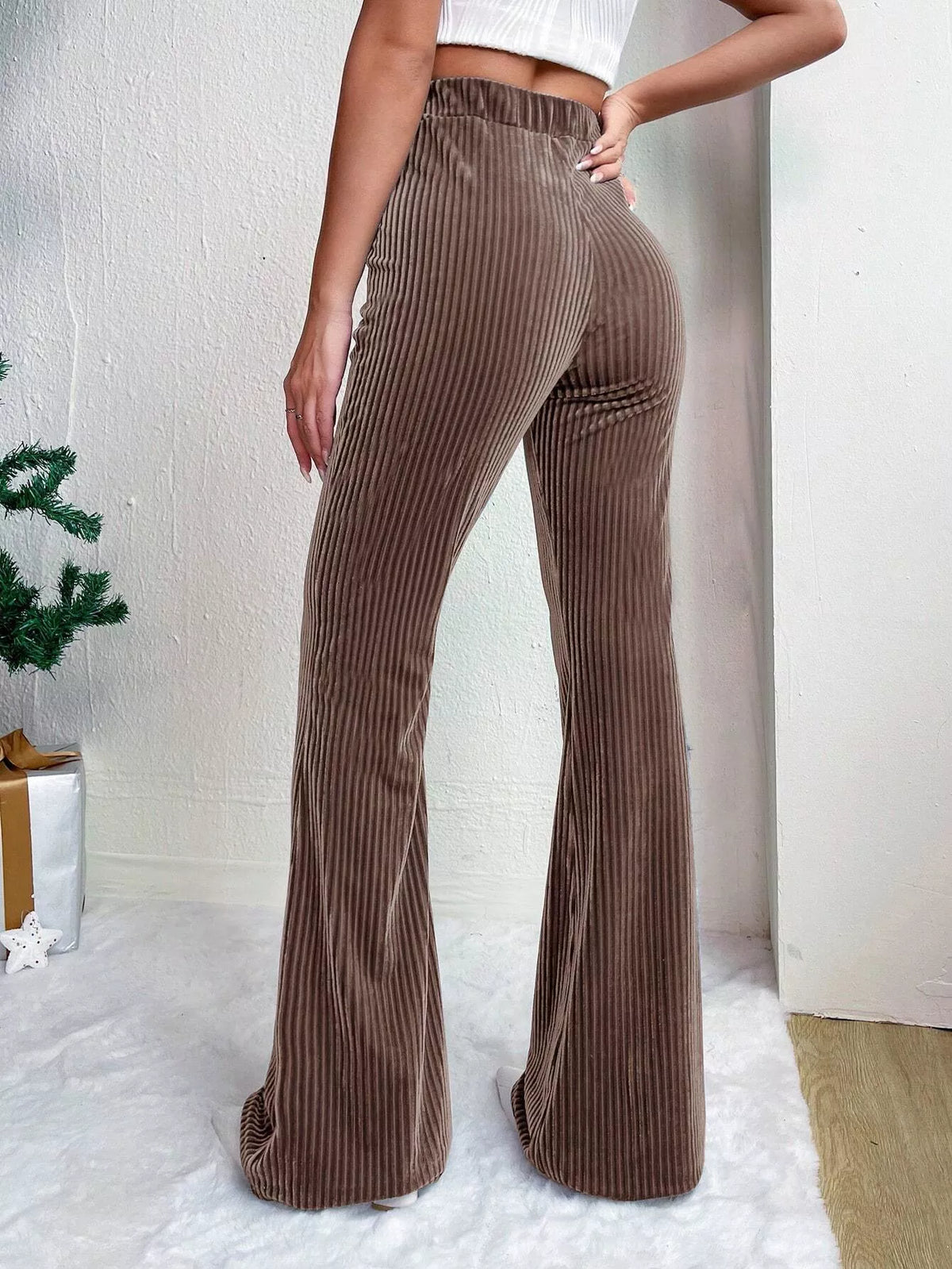 Corduroy High-Waist Flare Pants
