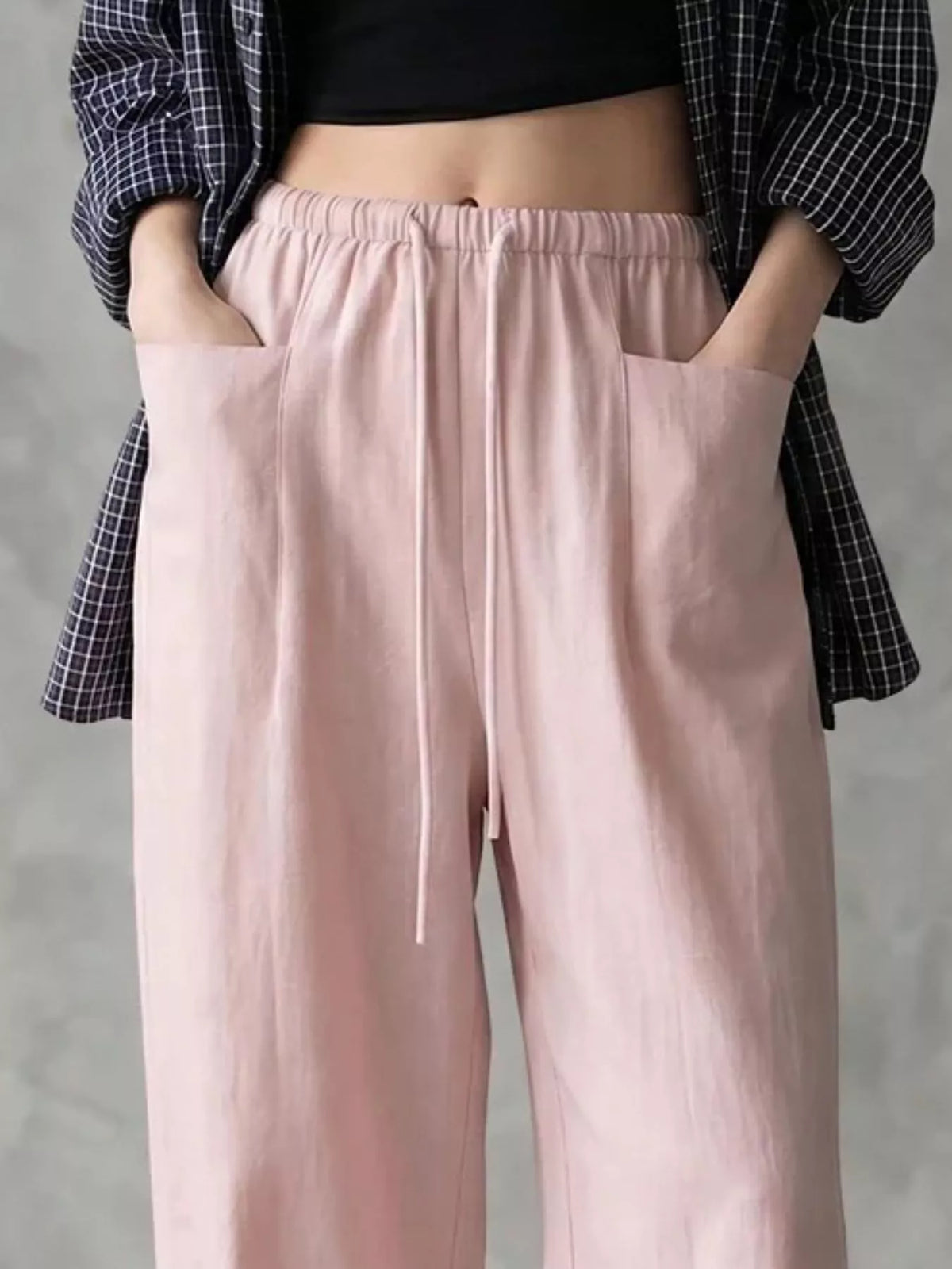 Drawstring Wide-Leg Pants
