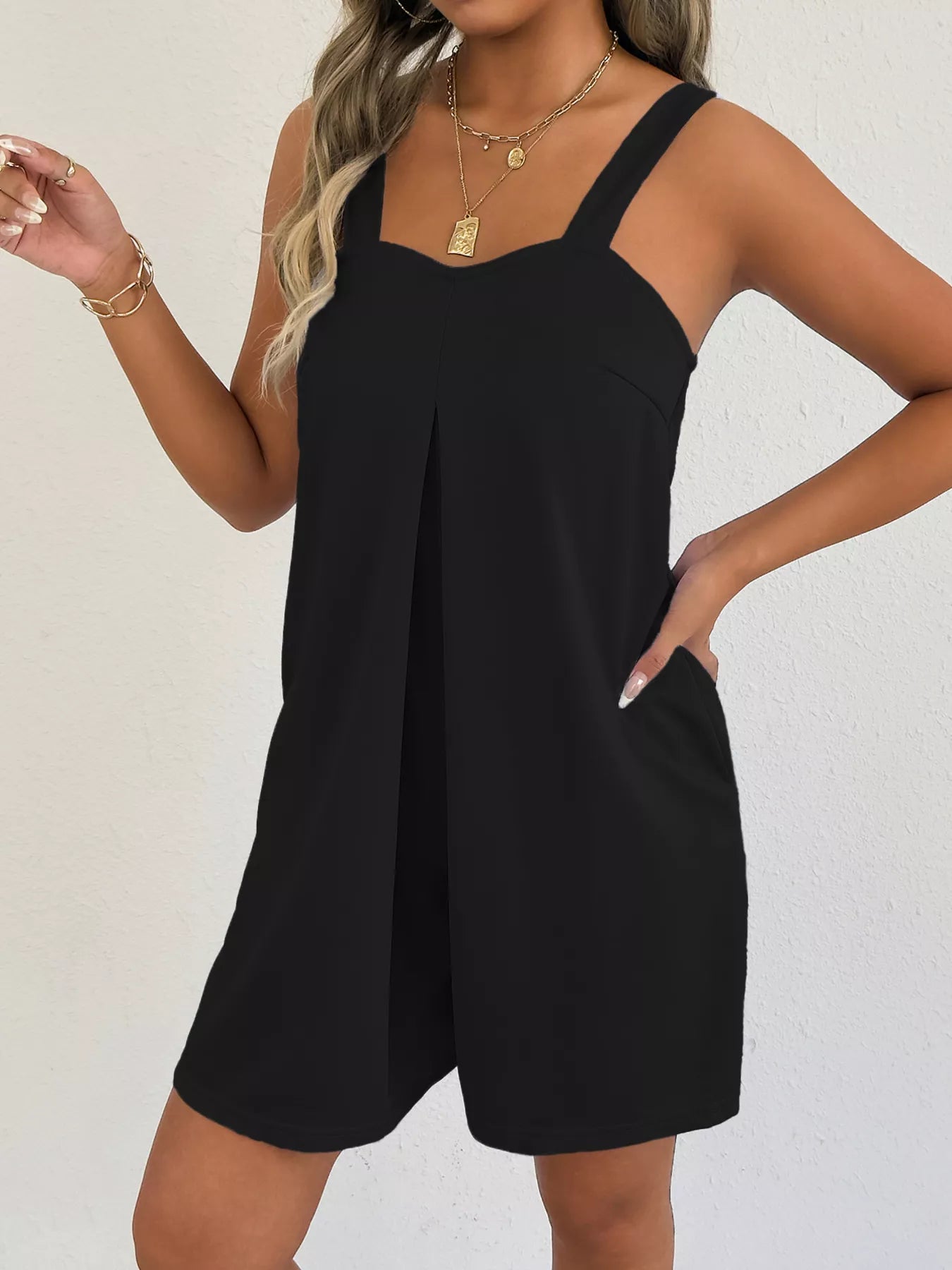Sleeveless Romper with Side Pockets