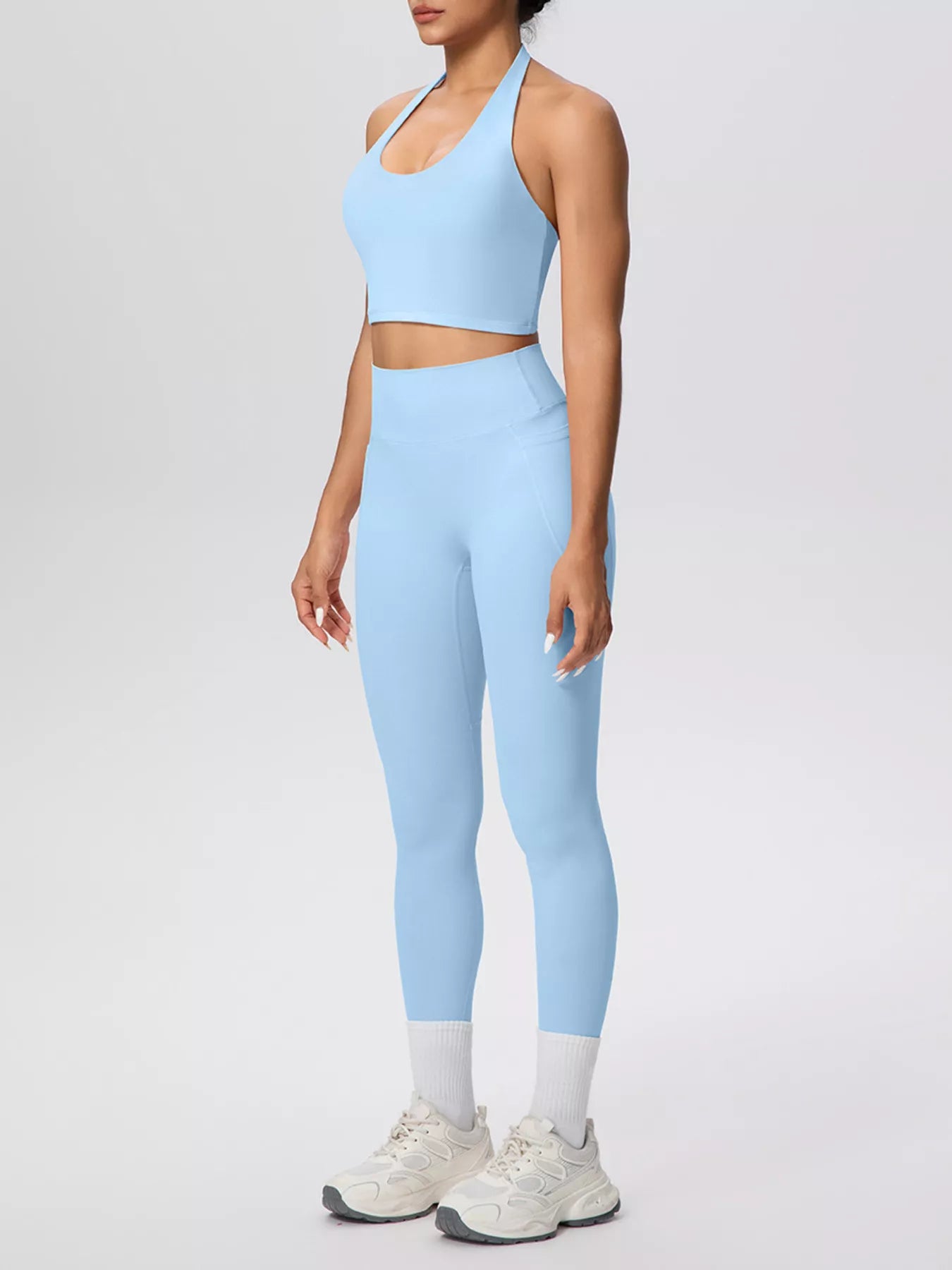 Halter Neck Crop Top and Leggings Active Set
