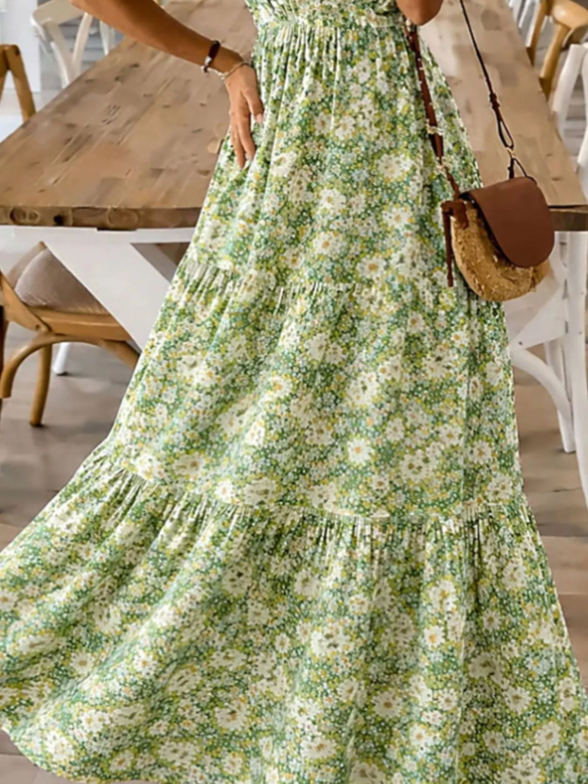 Floral Tiered Maxi Dress with Spaghetti Straps