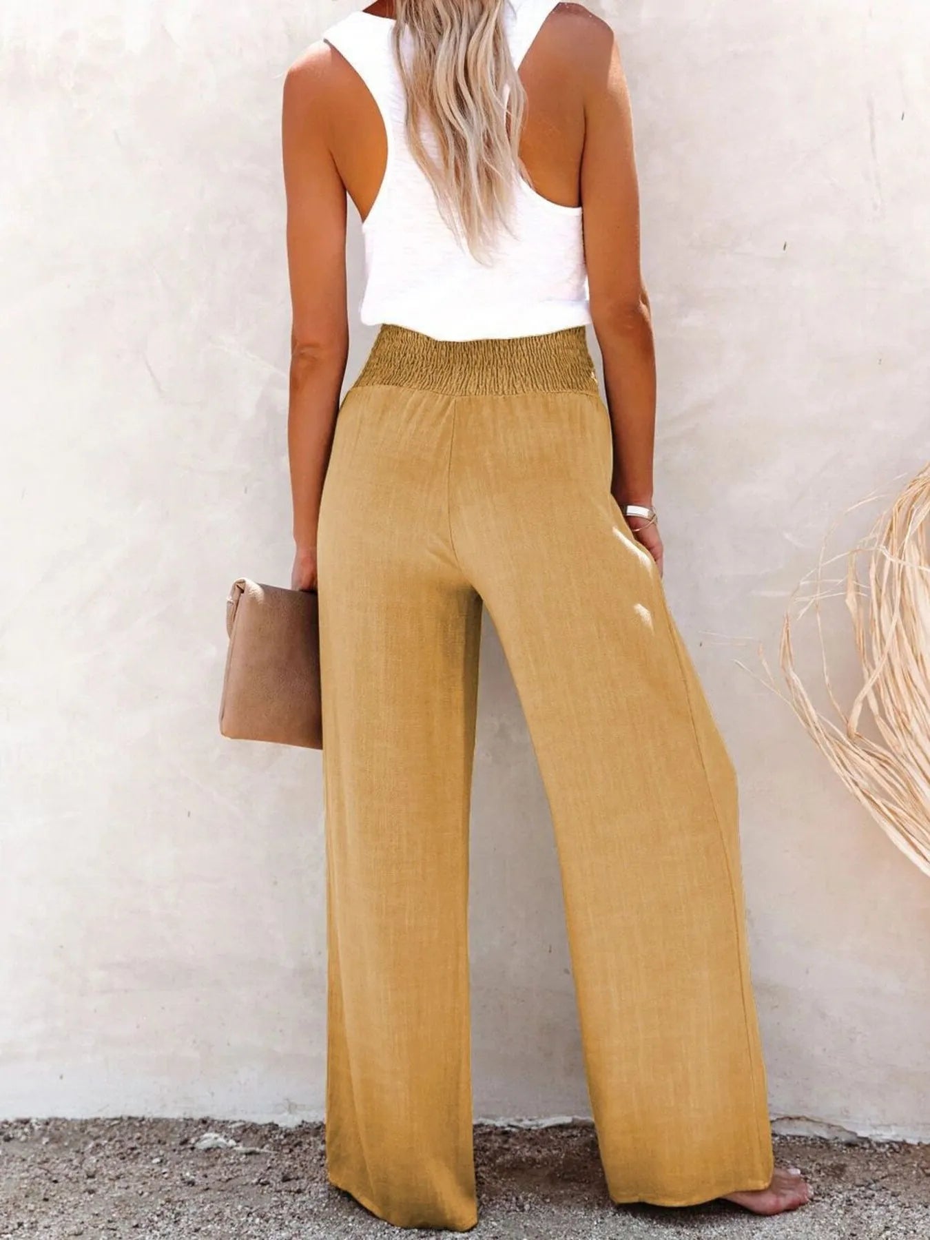 Textured Wide-Leg Pants