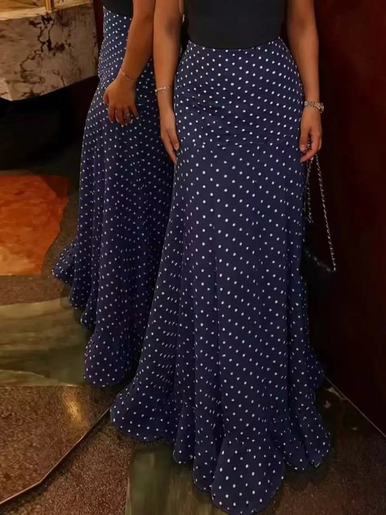 Polka Dot Mermaid Maxi Skirt