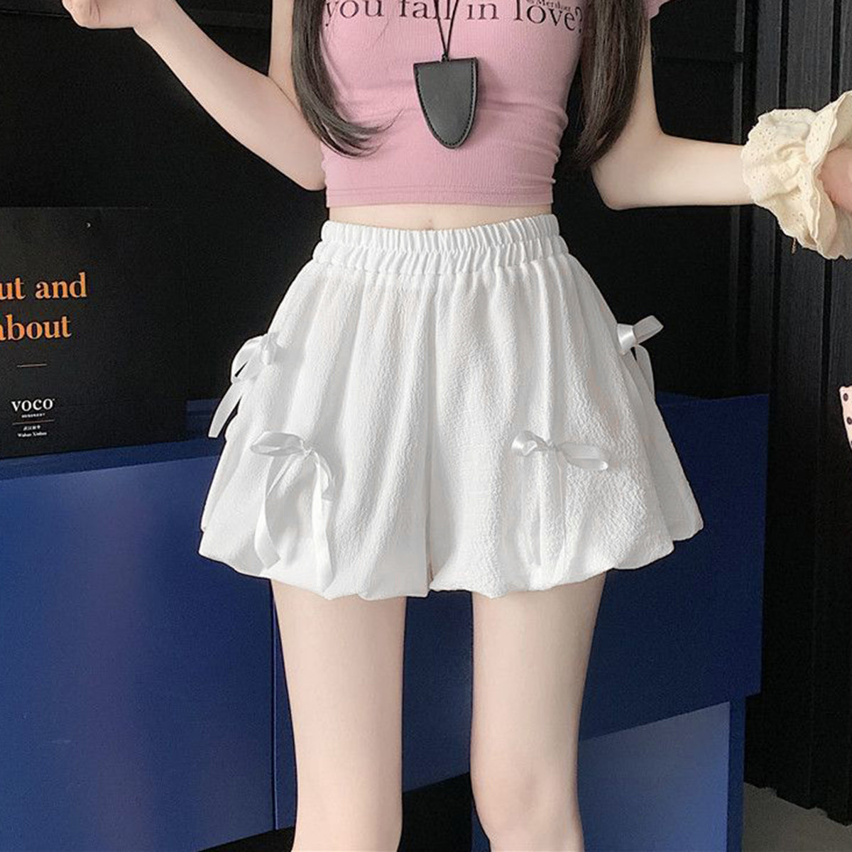 High-Waist Bow Bubble Skirt