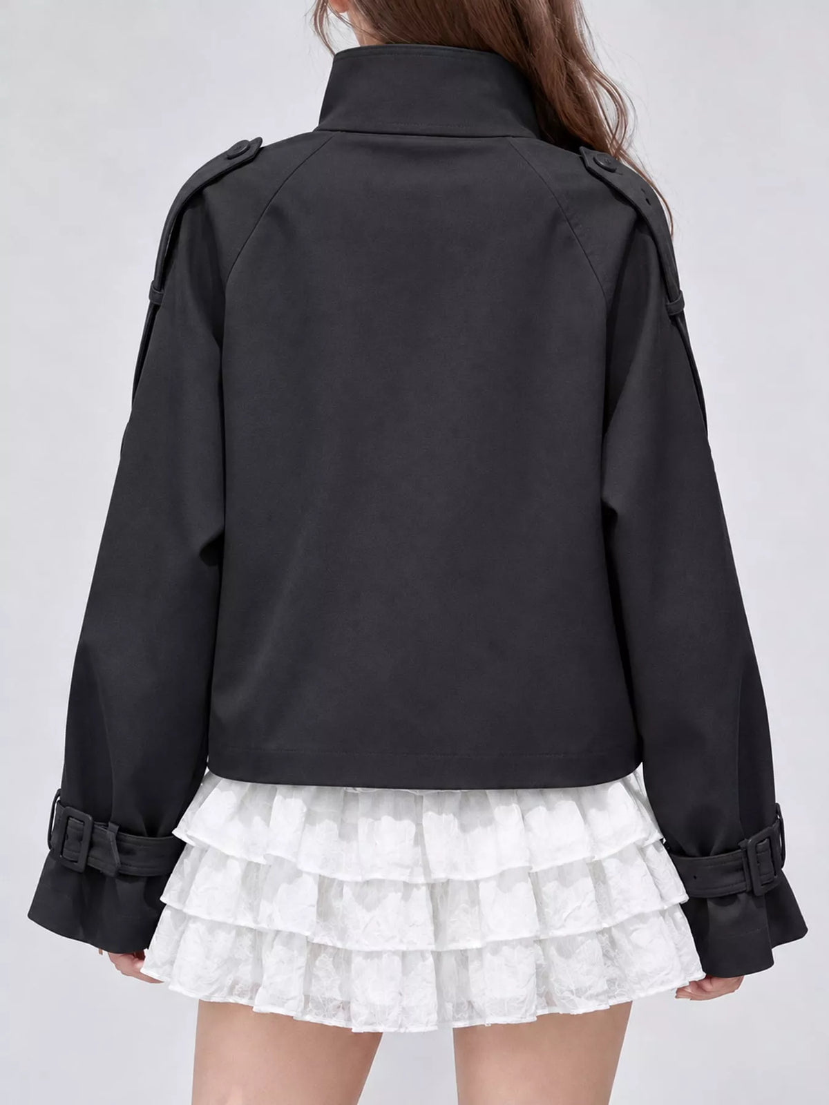 Double-Breasted Cropped Trench Jacket