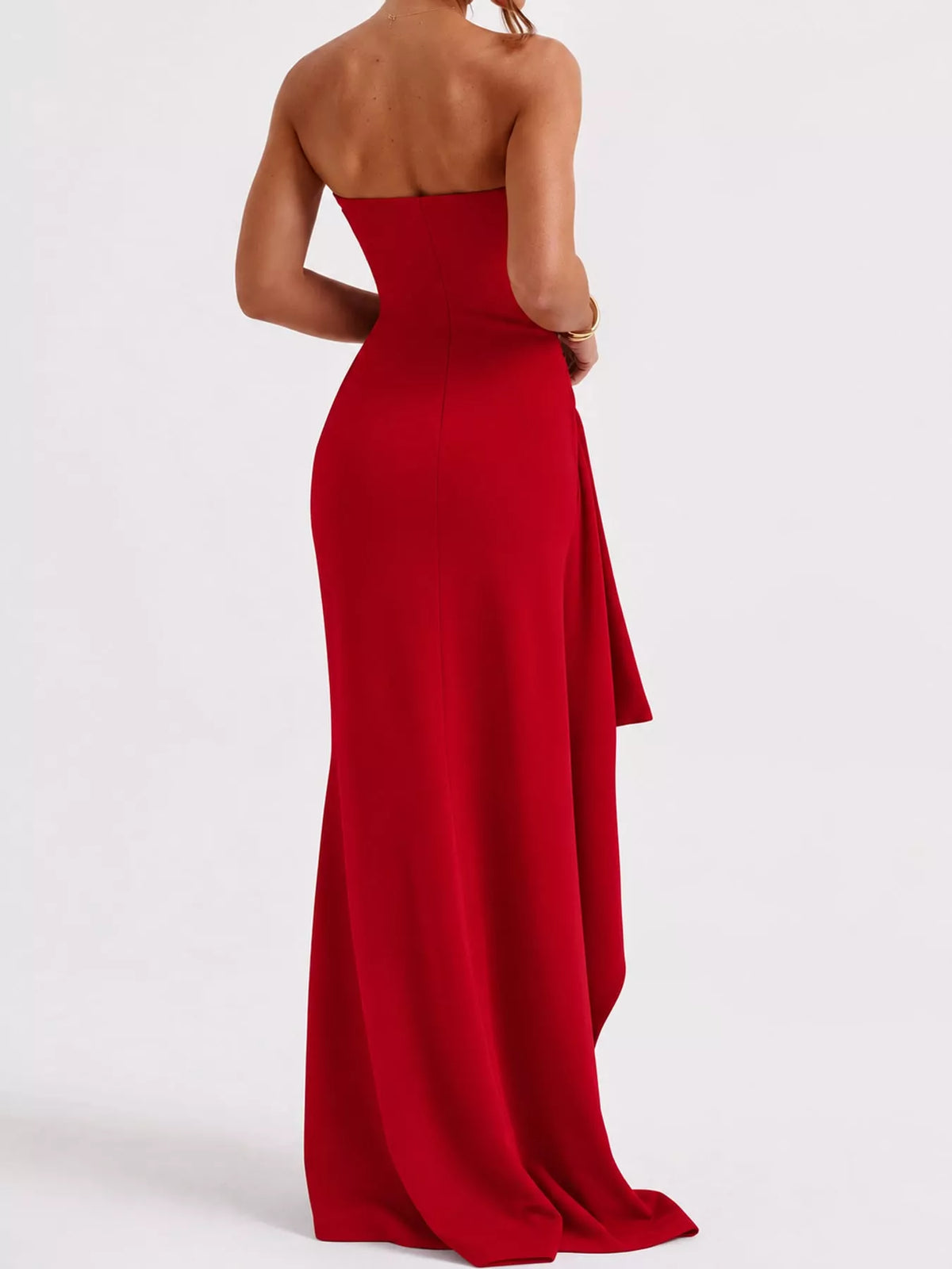 Strapless High-Slit Bodycon Maxi Dress