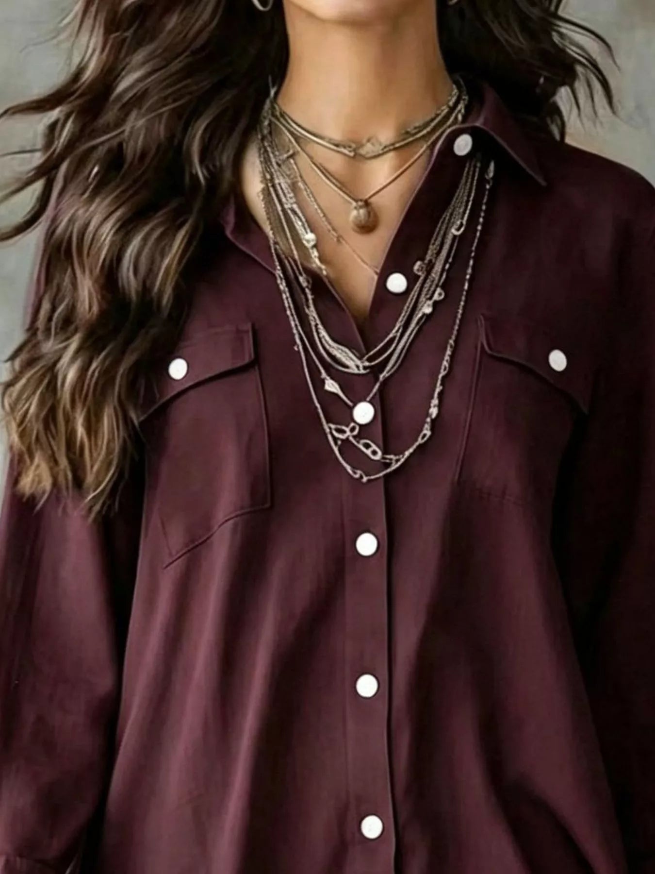 Button-Front Shirt Dress with Pockets