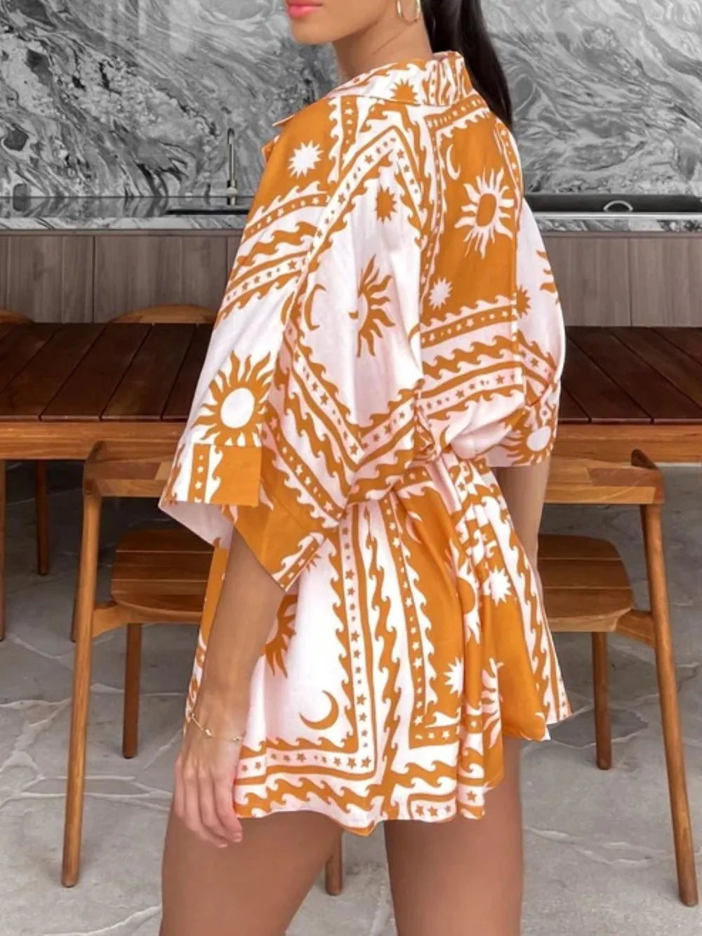 Tie-Waist Half Sleeve Romper