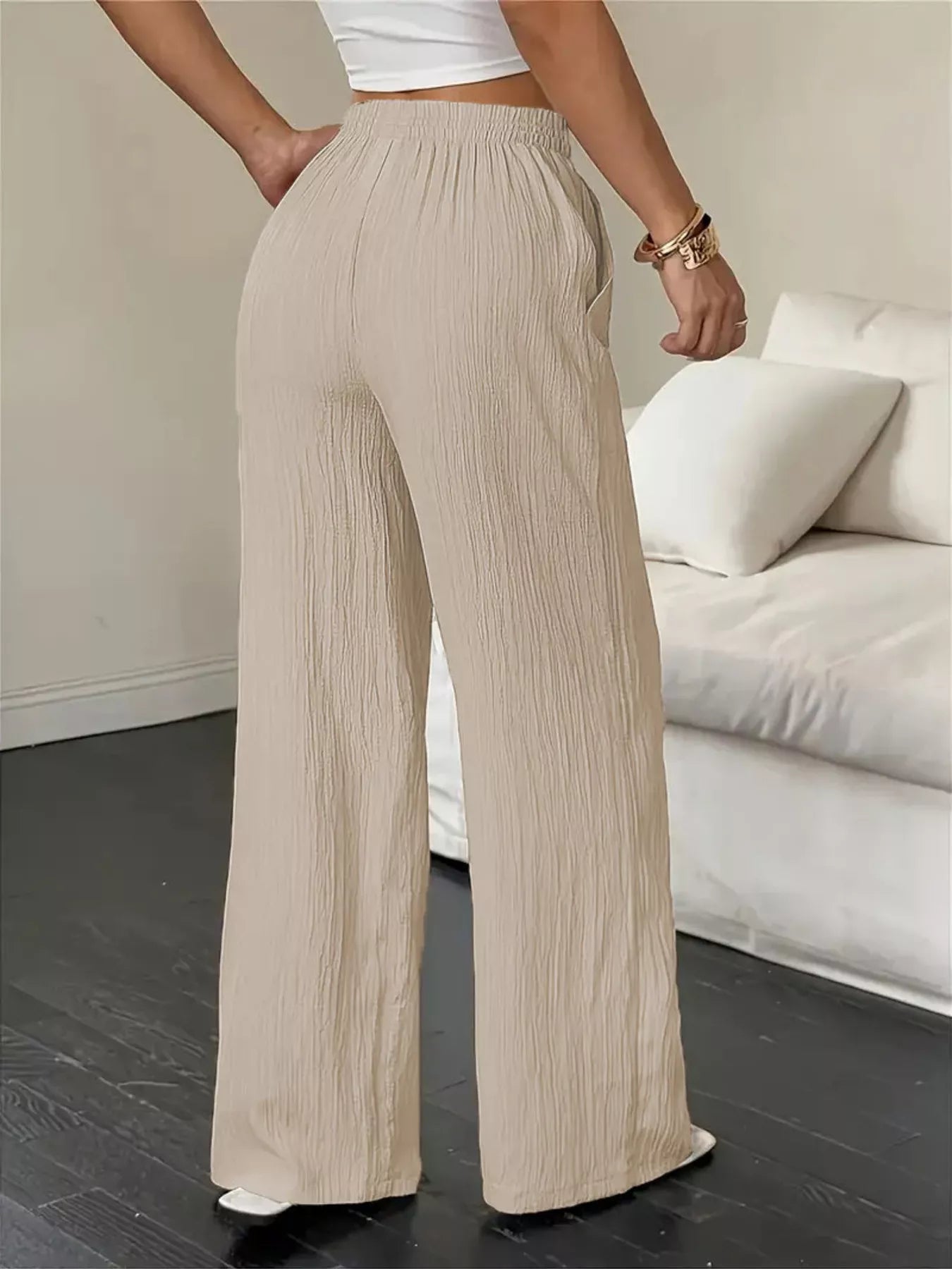 Wide Leg Drawstring Pants with Pockets