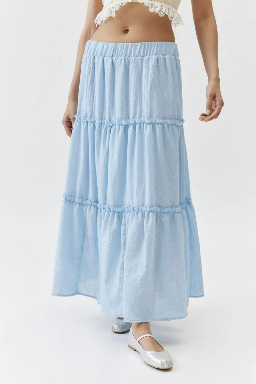 Frill Elastic Waist Skirt by Mystique Q