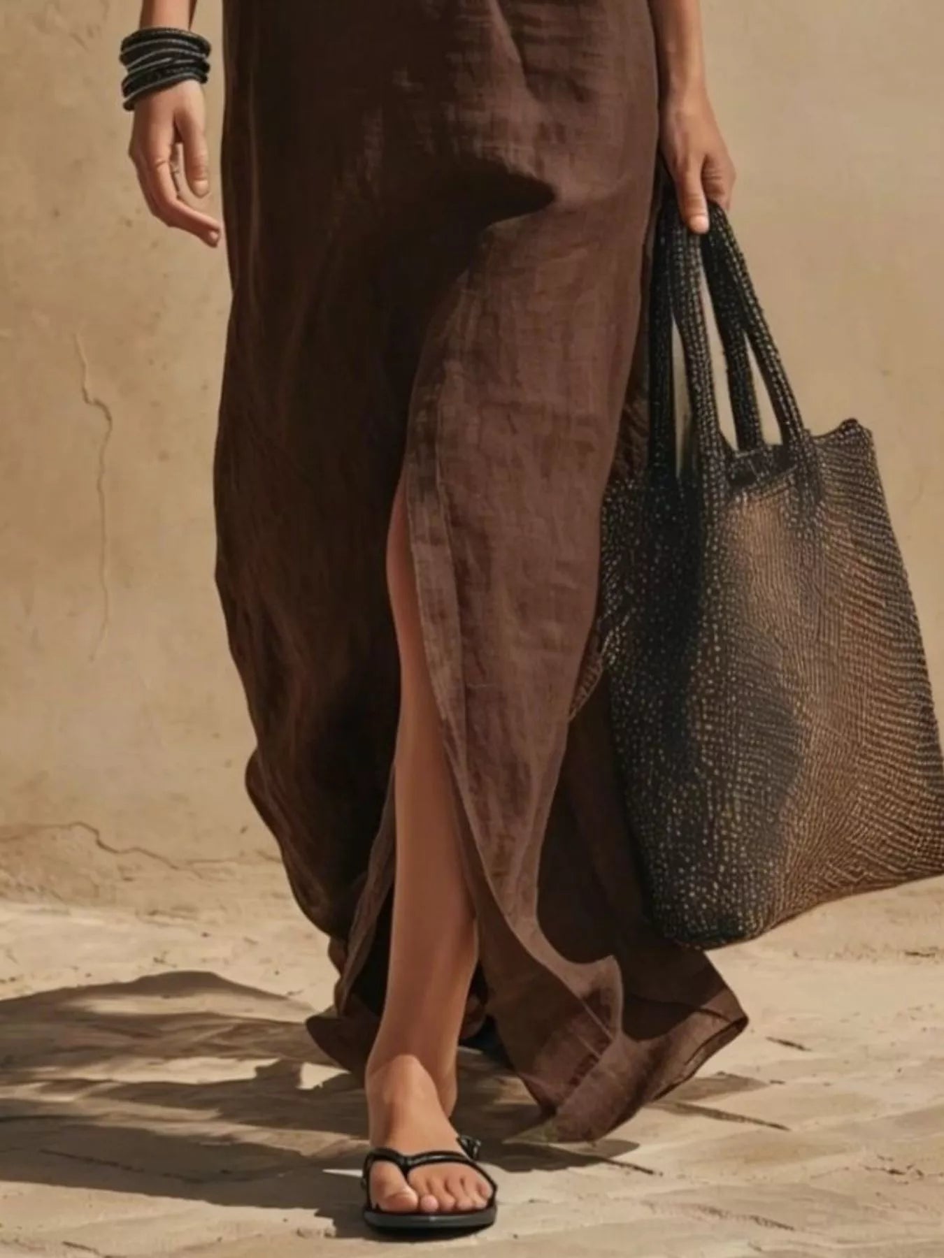 Slit-Front Spaghetti Strap Maxi Dress