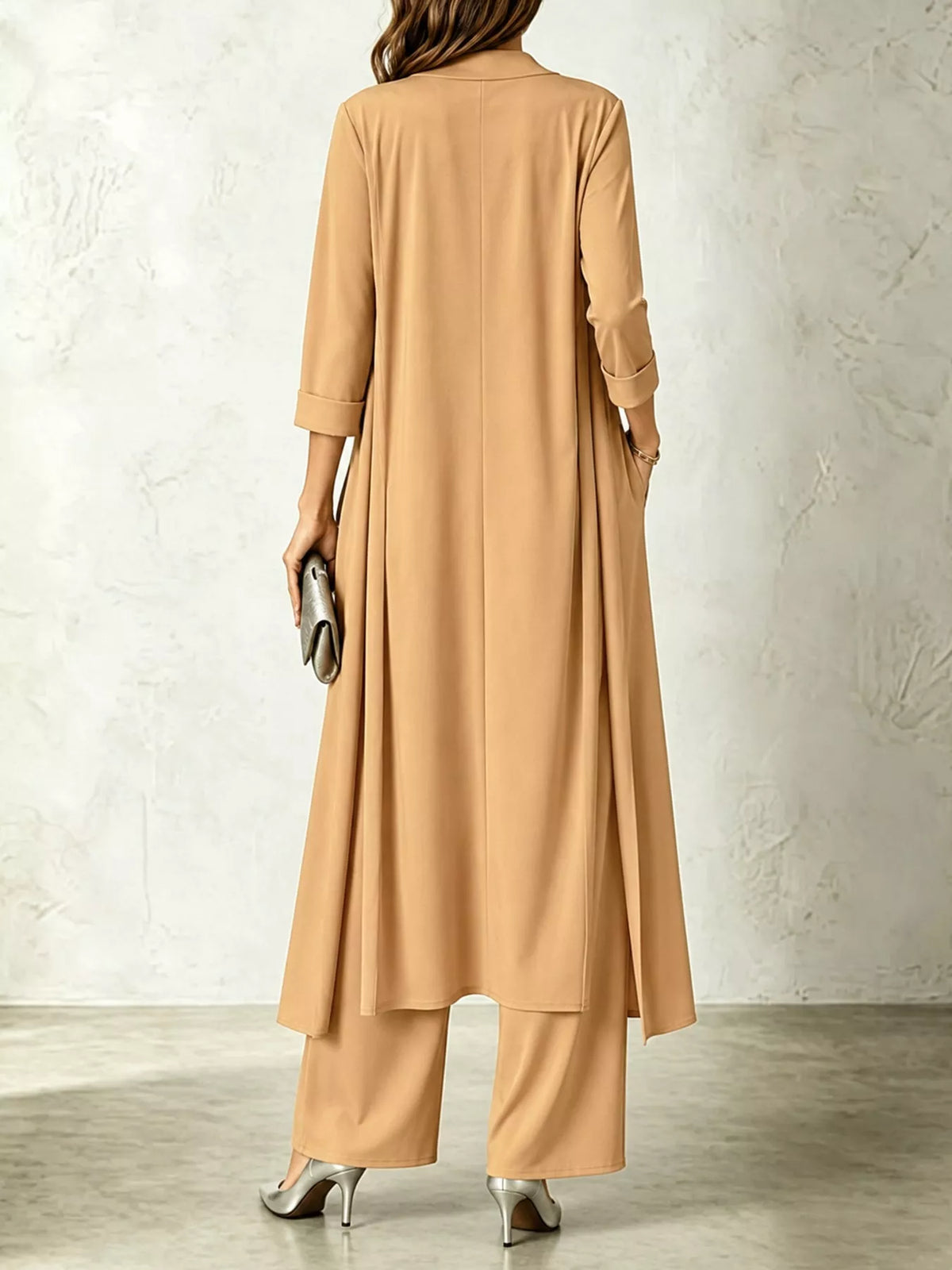 Cowl Neck Top, Cardigan and Pants Set
