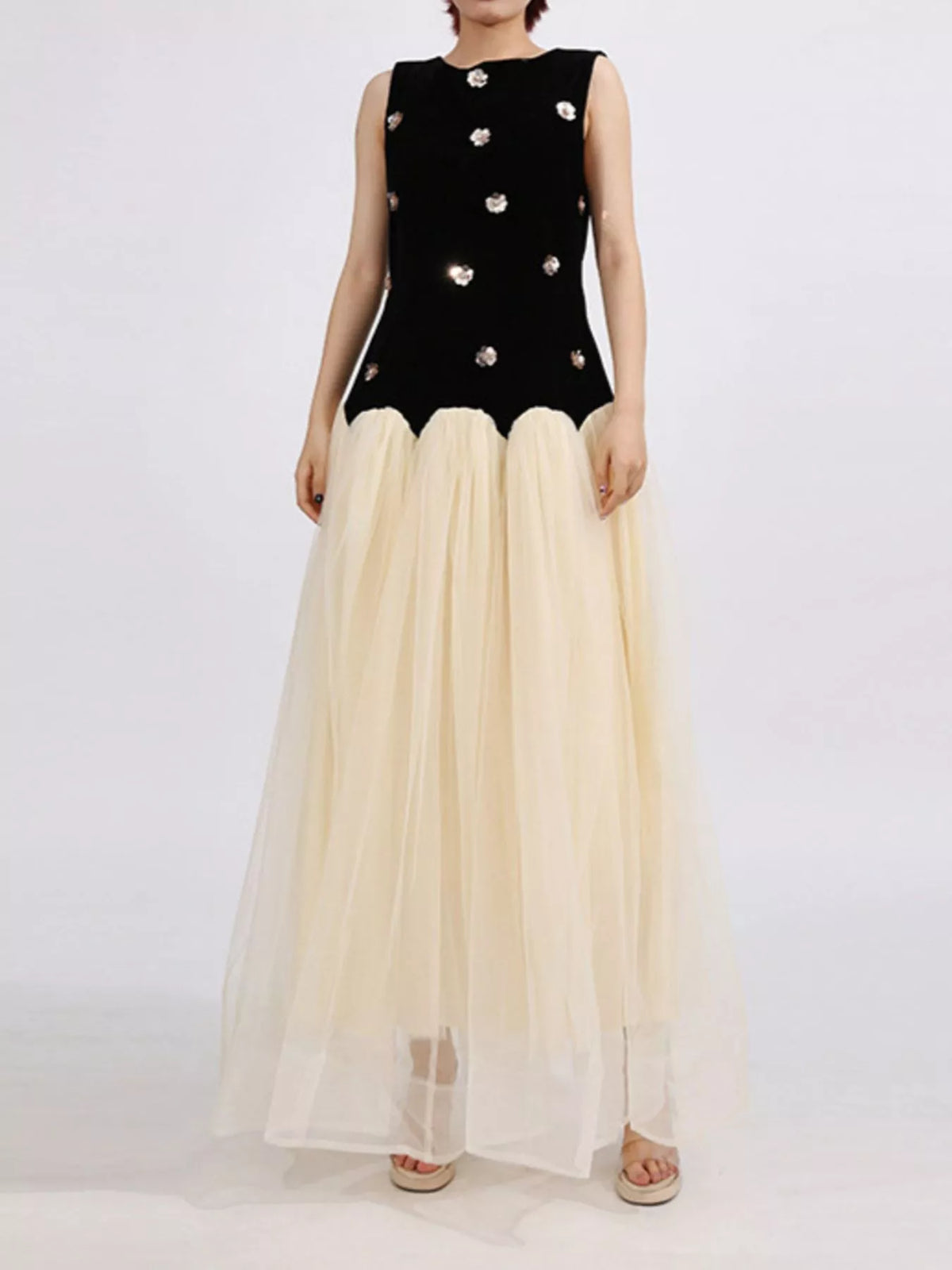 Tulle Maxi Dress in Black