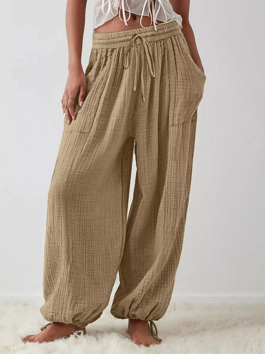 Loose-Fit Gauze Drawstring Pants
