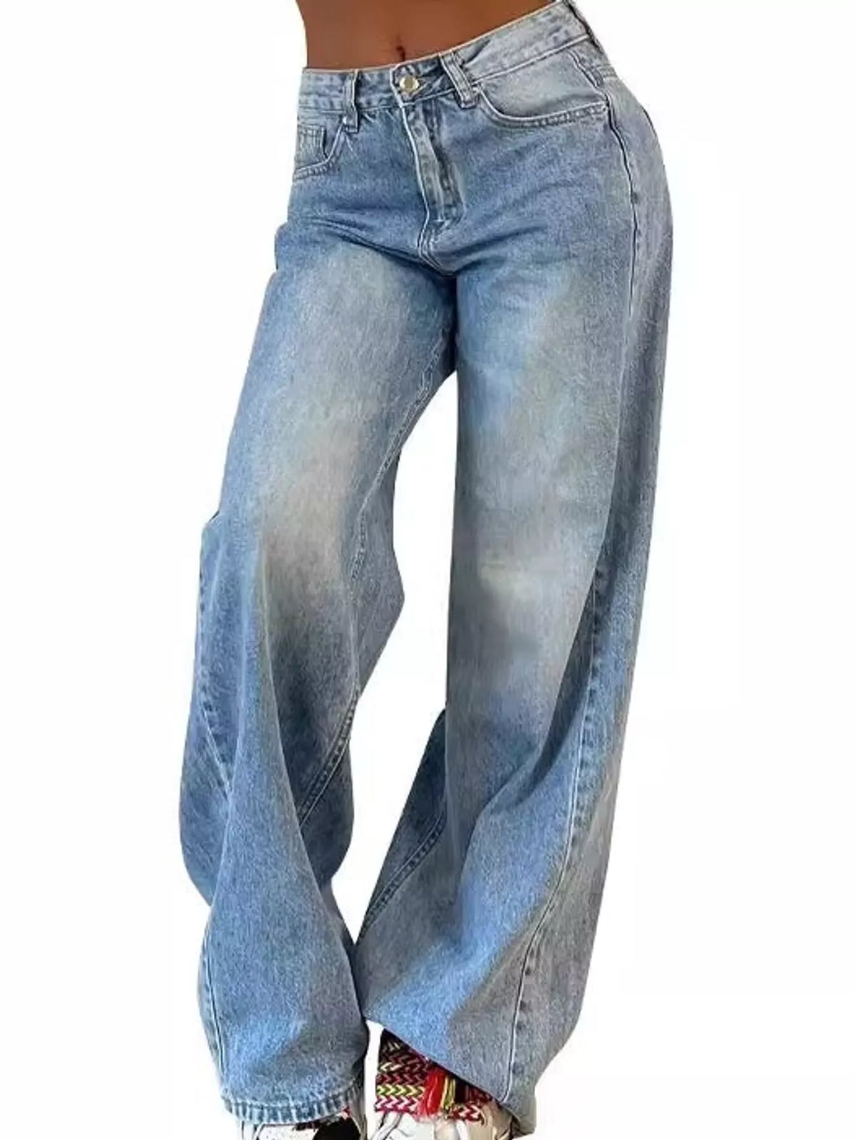 Wide-Leg Vintage Wash Jeans