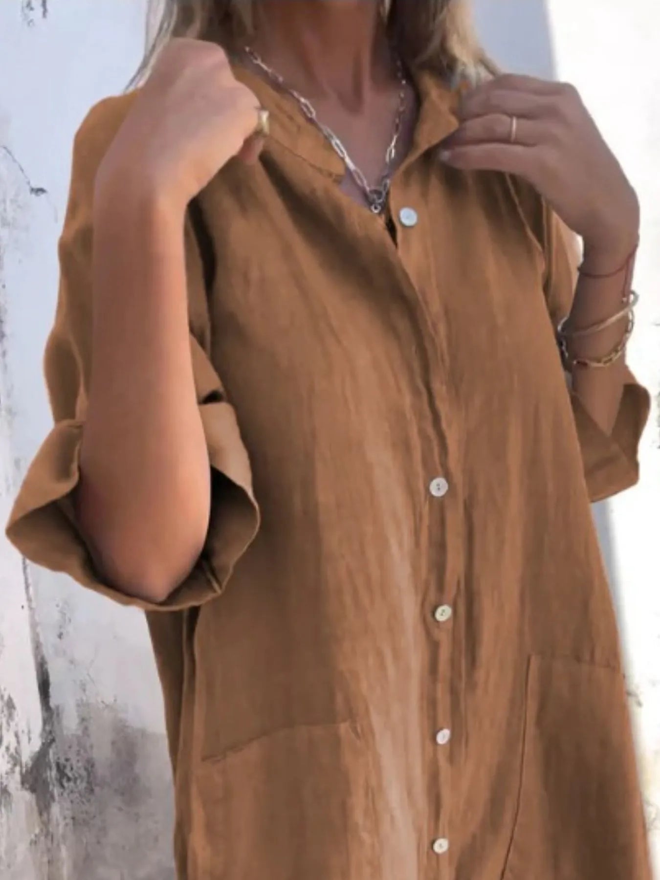Linen Button-Down Shirt Dress