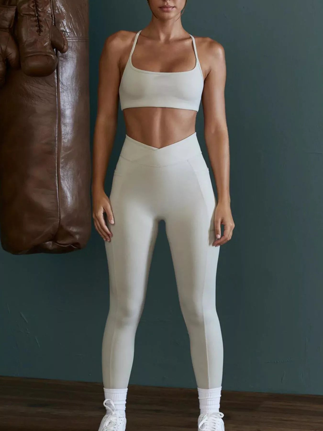 Backless Cross-Waist Cami and Leggings Active Set