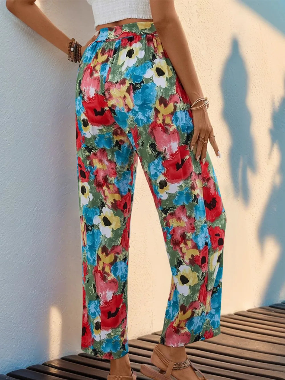 Printed Wide-Leg Pants in Multicolor