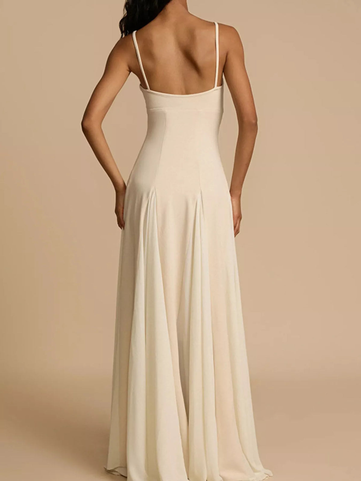 Sweetheart Neck Spaghetti Strap Flowy Maxi Dress in White