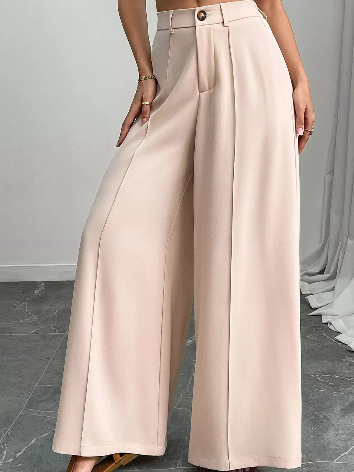 High-Waisted Wide-Leg Pants with Pockets
