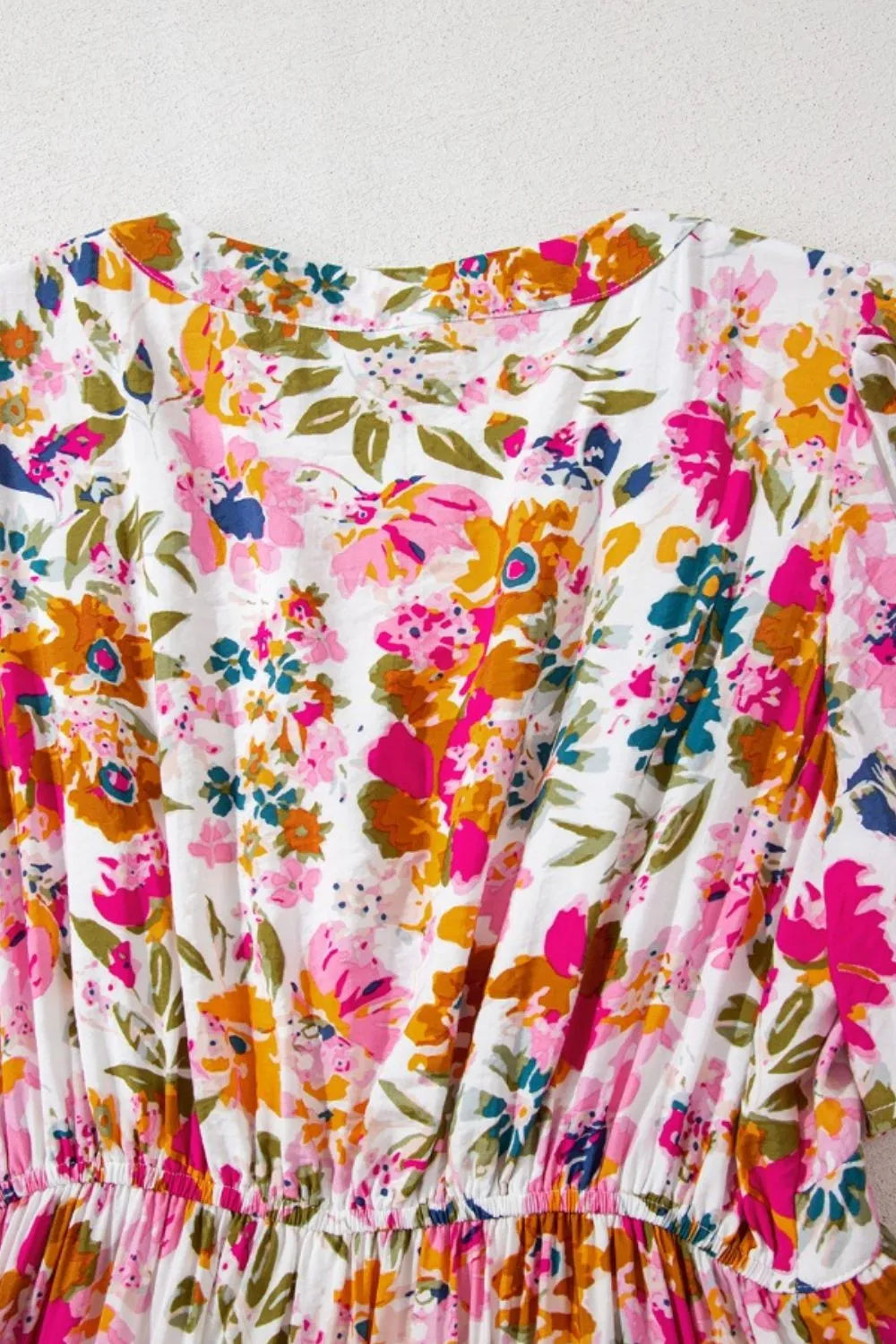 Floral V Neck Dress with Pockets