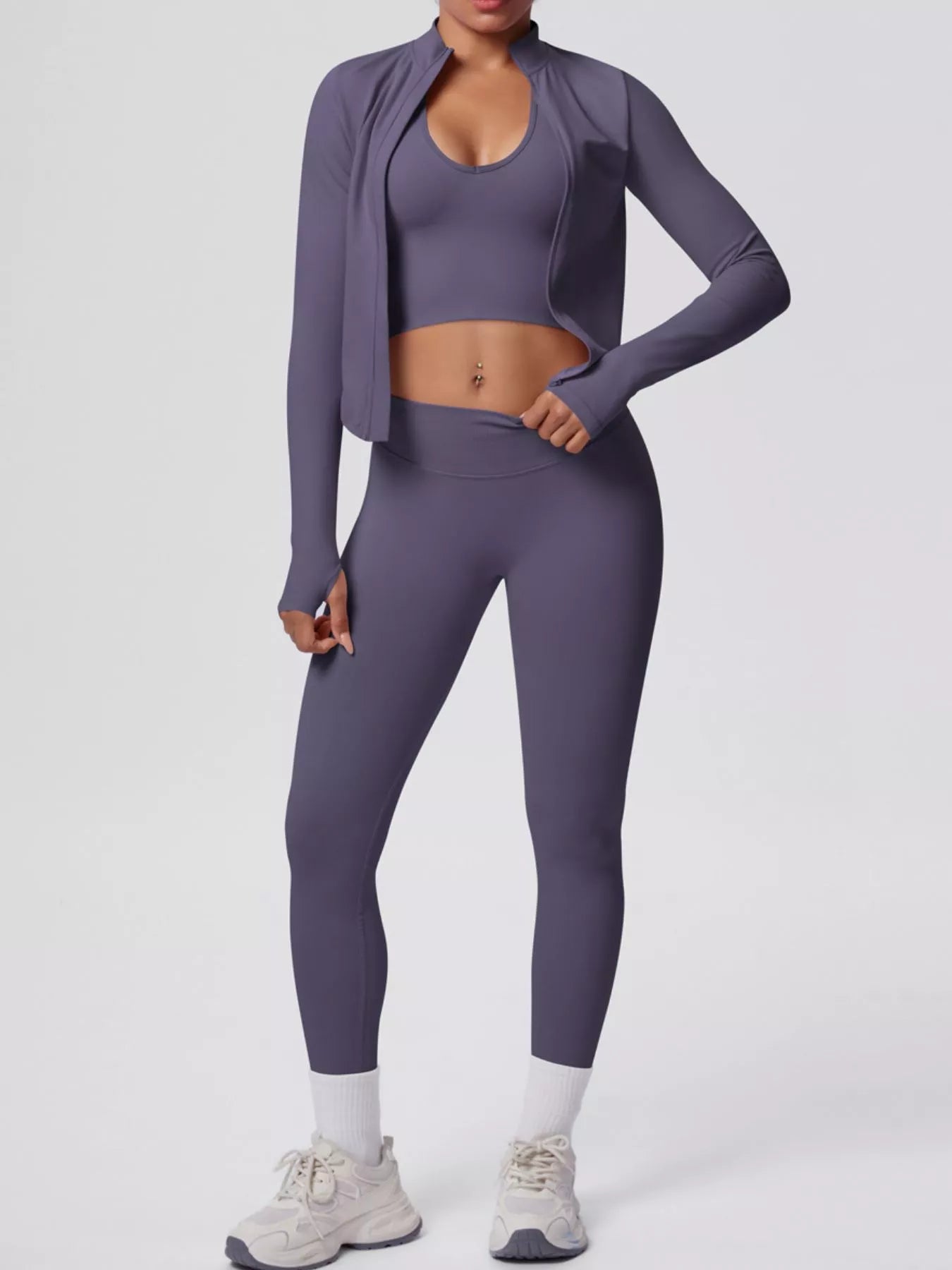 Zip-Up Jacket Tank and Leggings Active Set