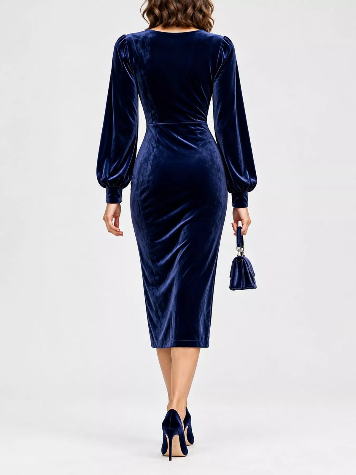 Ruched Velvet Wrap Dress