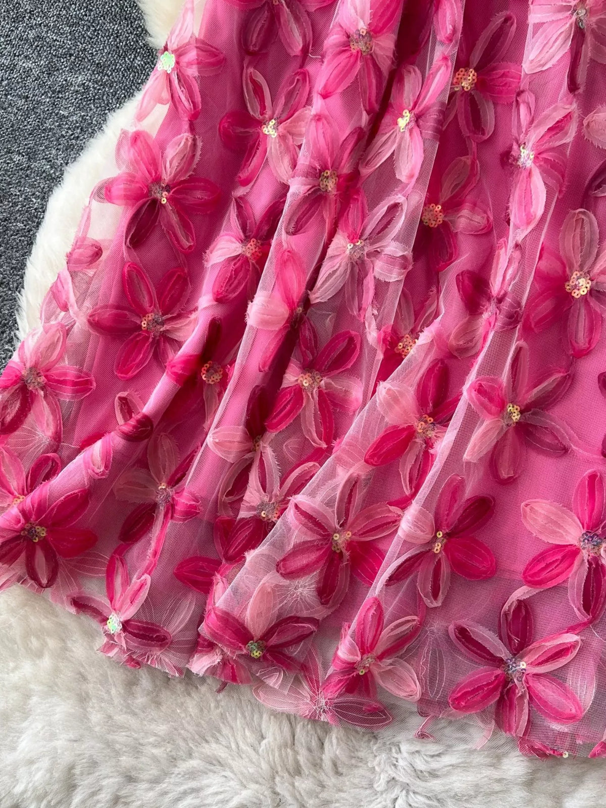 Floral Mesh Layered Skirt
