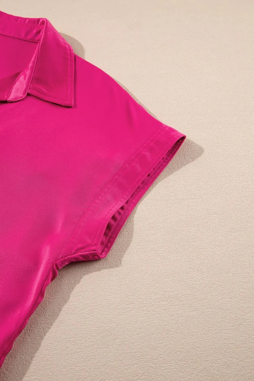 Buttoned Collar Mini Shirt Dress in Hot Pink