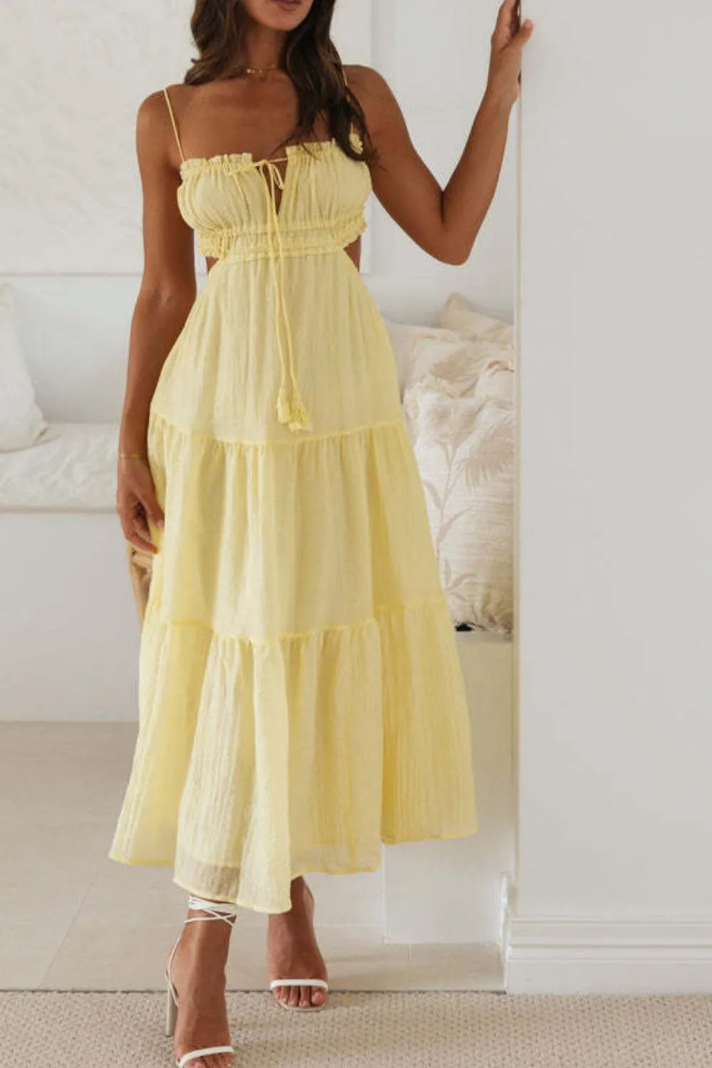 Cutout Square Neck Midi Cami Dress