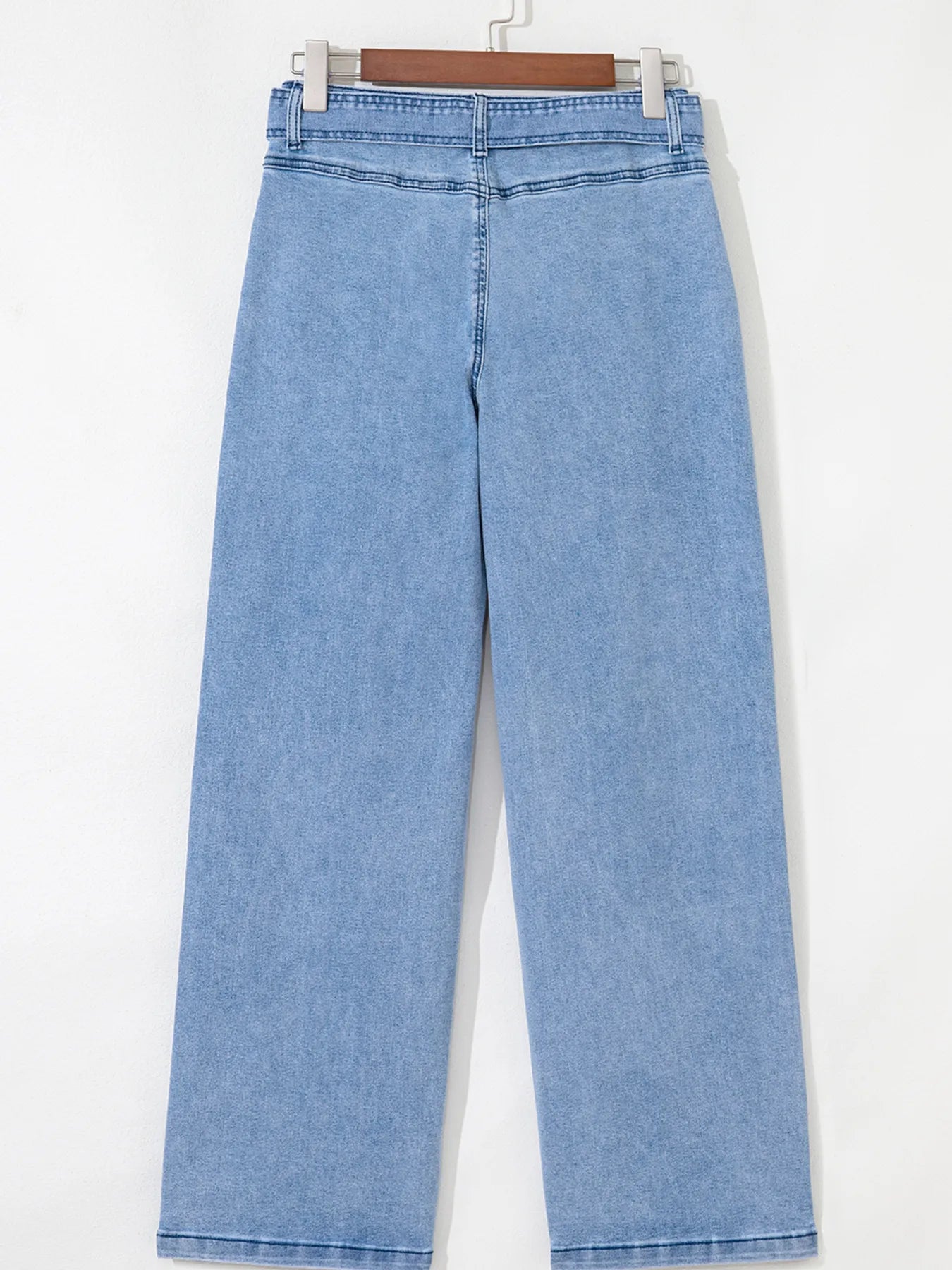 High Waisted Wide Leg Belted Jeans in Medium Wash