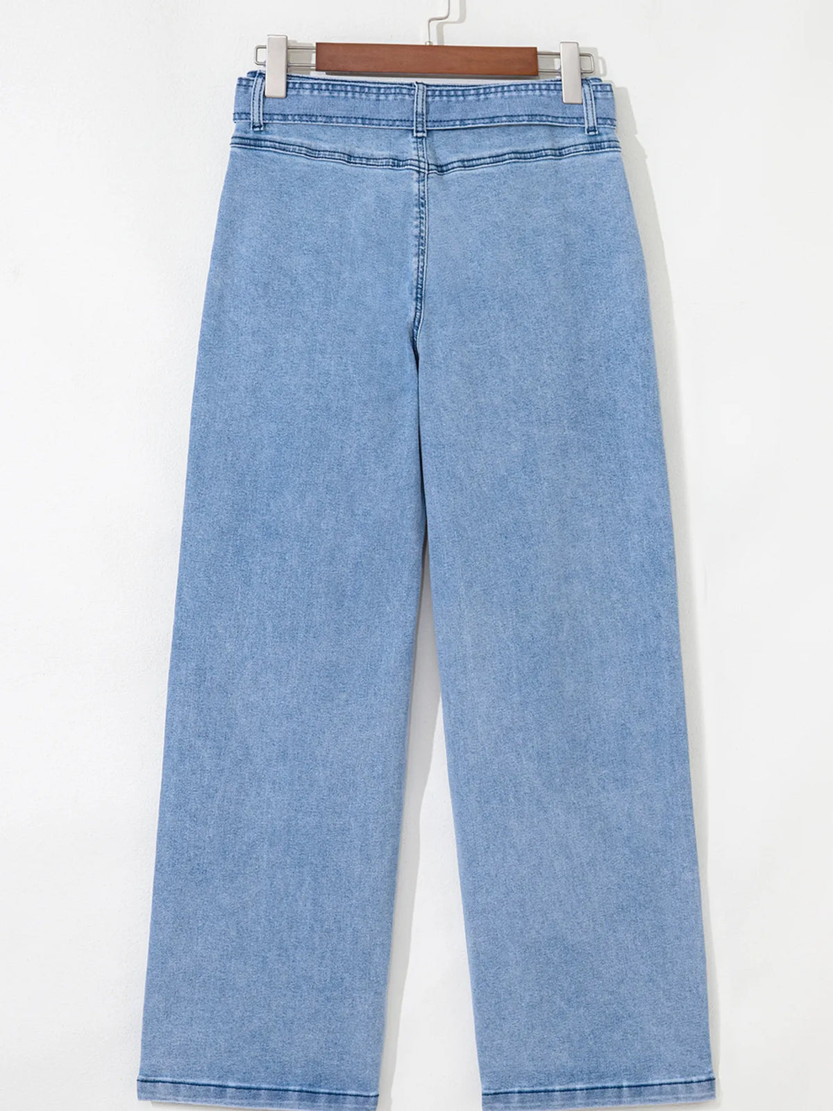 High Waisted Wide Leg Belted Jeans in Medium Wash
