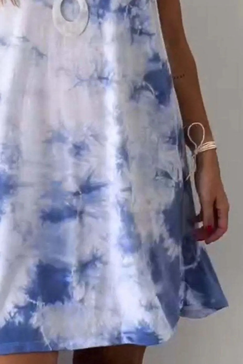 Tie-Dye Sleeveless Mini Tank Dress in Camel
