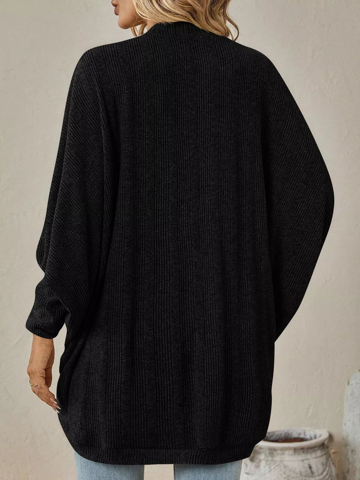 Open-Front Batwing Sleeve Cardigan