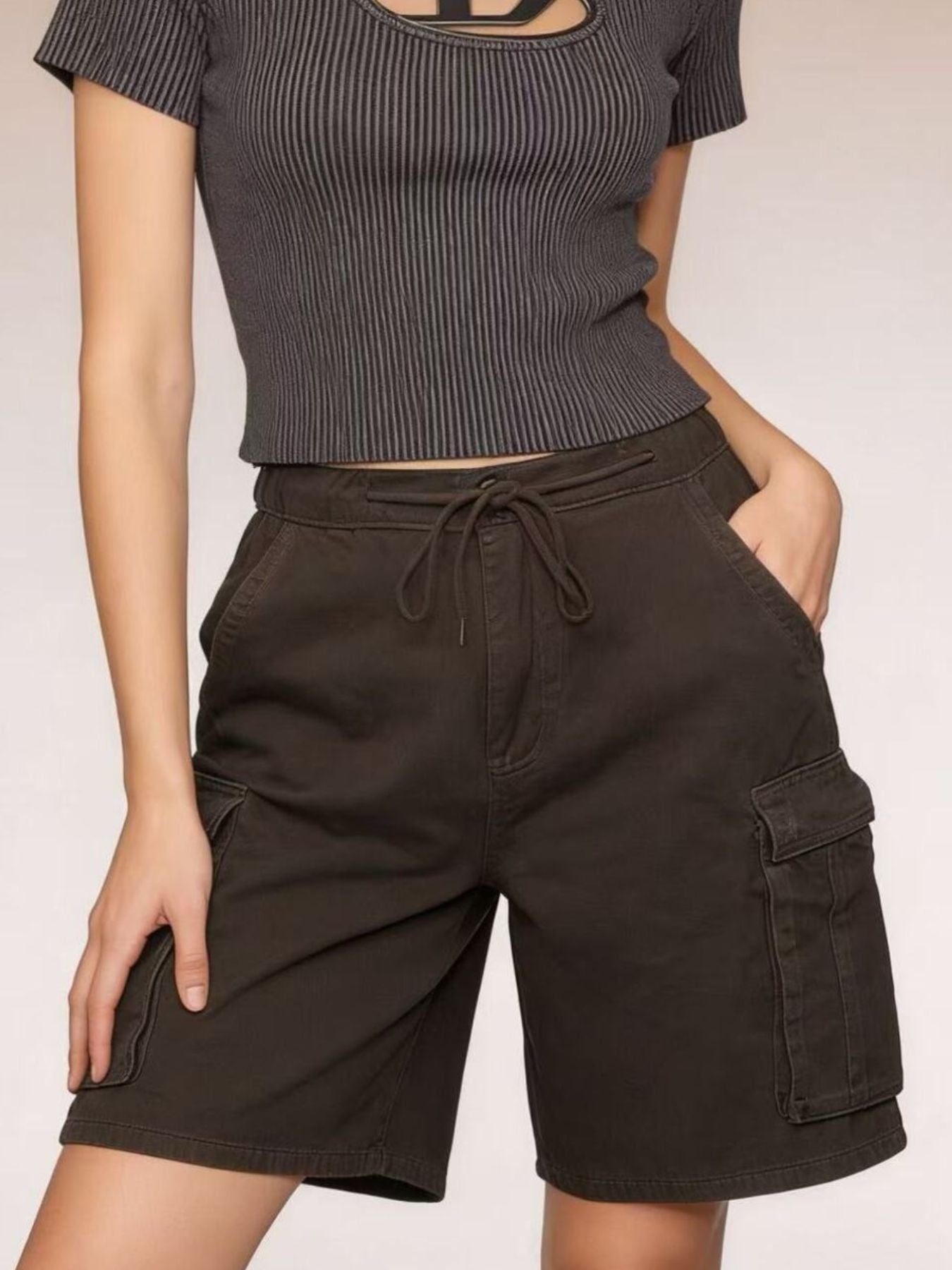 Cargo Shorts with Drawstring by Dreamy Drapes